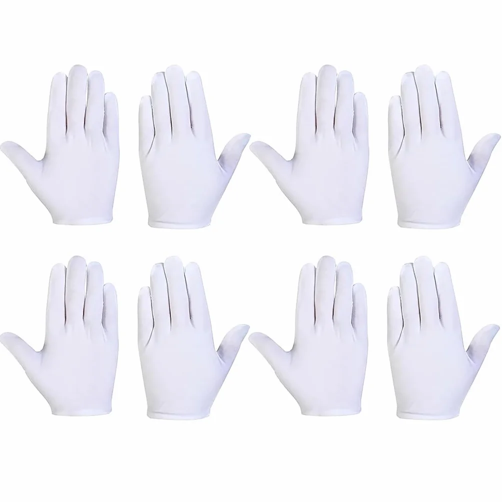 Gants en Coton Blanc Ultra-fins Lot de 4 Paires Taille Unique pour Homme et Femme