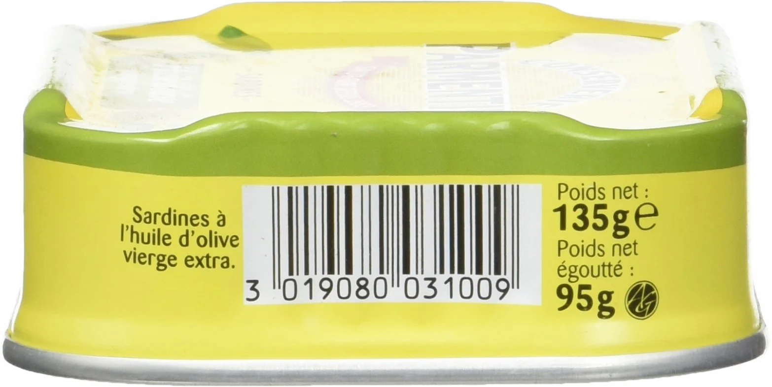 Parmentier Sardines à l'Huile d'Olive Vierge Extra 135 g - Lot de 8