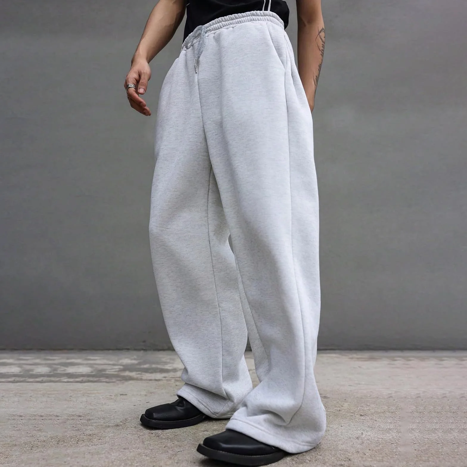 Pantalon Jogging Y2K Baggy Homme Taille Élastique Cordon de Serrage Sweatpants Streetwear Ample