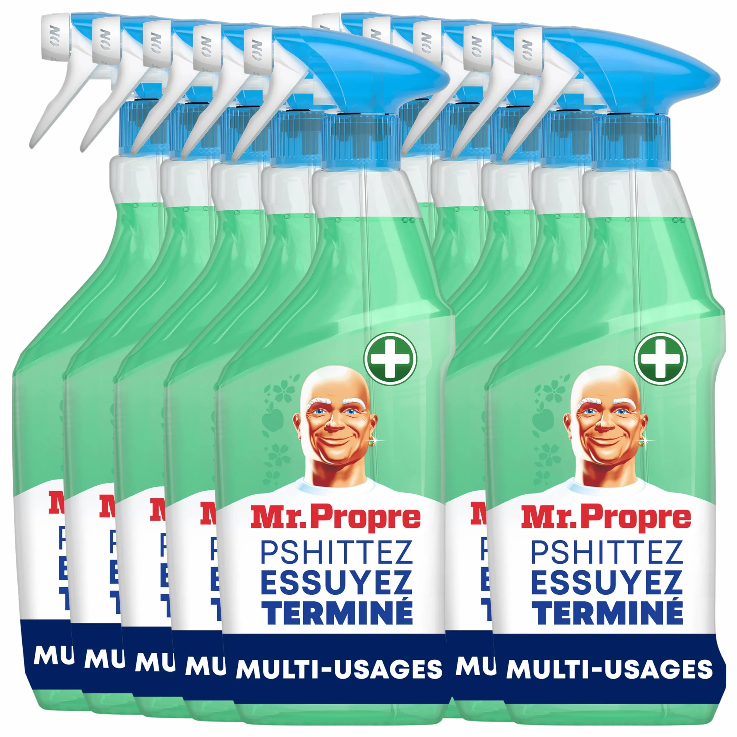 Mr. Propre Spray Nettoyant Multi-Usages, Grand Format (500ml x10), Parfum Fleurs de Pommier, Élimine 99.9% des Bactéries, Sans Traces | Grand format (500ml). Élimine 99.9% des bactéries. Sans traces.