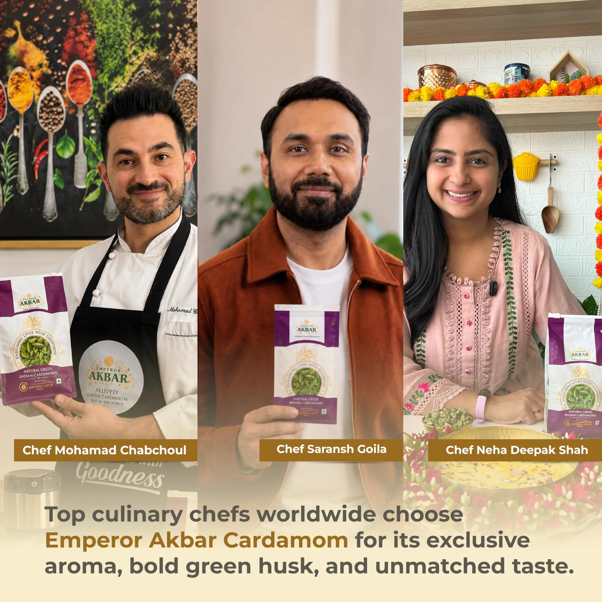 Emperor Akbar Cardamome (Elaichi) – 100 g – Cardamome verte dans un paquet aromatique supérieur (Grade violet – 8 mm ci-dessus)