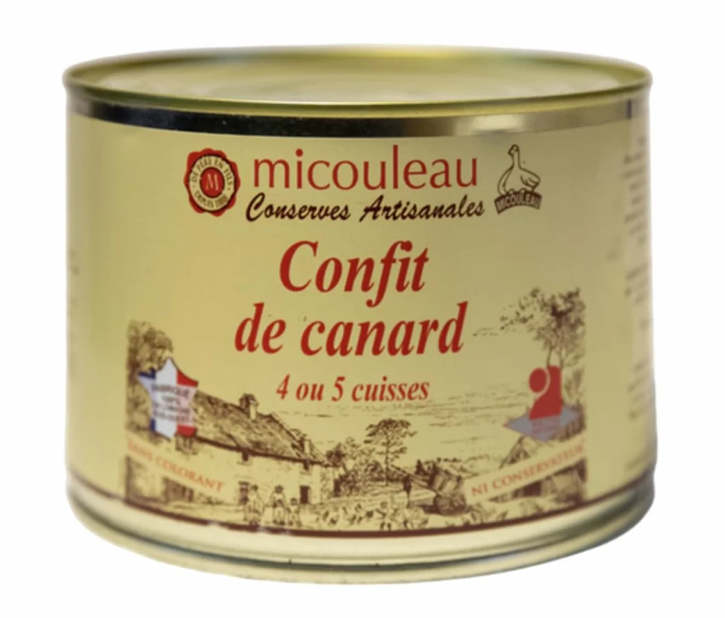 Maison Micouleau Confit de Canard 4 à 5 cuisse, Plat Préparé - Spécialité Sud-Ouest 1580g - conserve - bocal - produit français