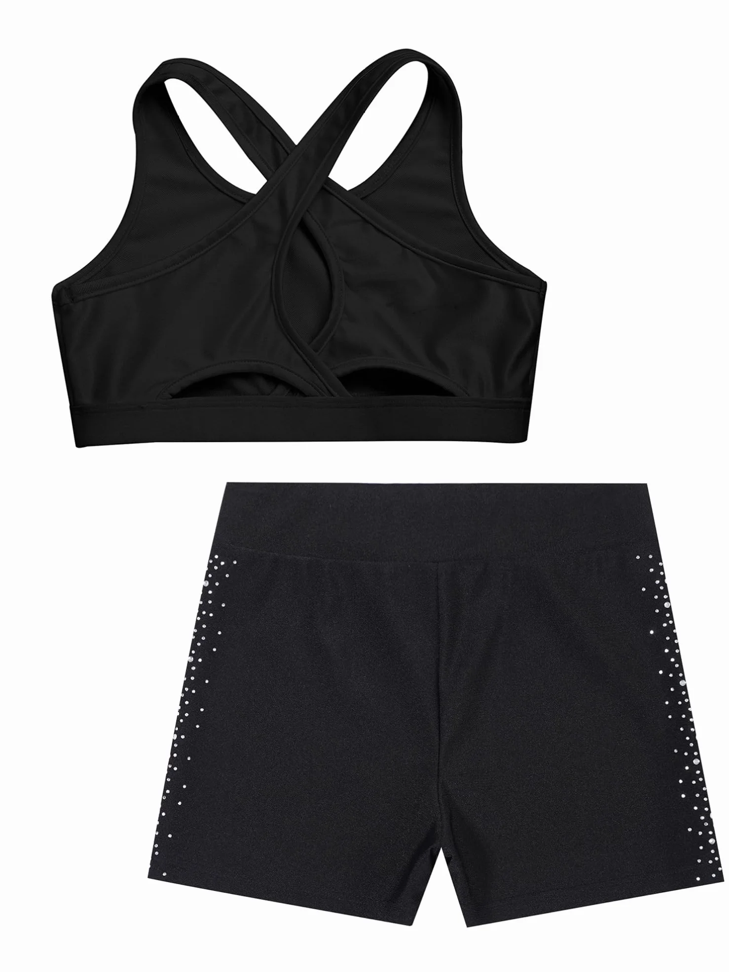 Zestaw Tenues De Gymnastique Pour Filles Crop Top Court Soutiengorge Sportif Shorts Gym Ensemble Sportif Danse Moderne Jazz Hip Hop