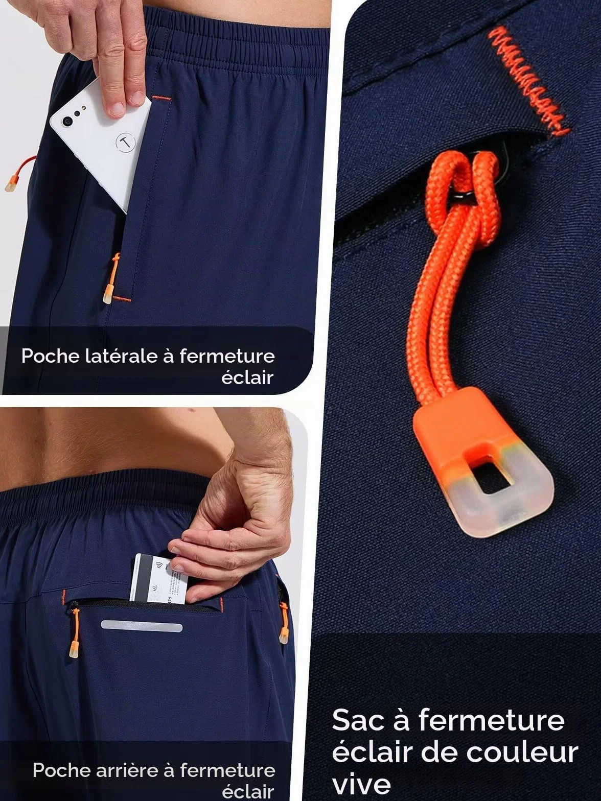 Gaiatiger Pantalon de Jogging Homme Séchage Rapide Sport Training avec Poches Zippées