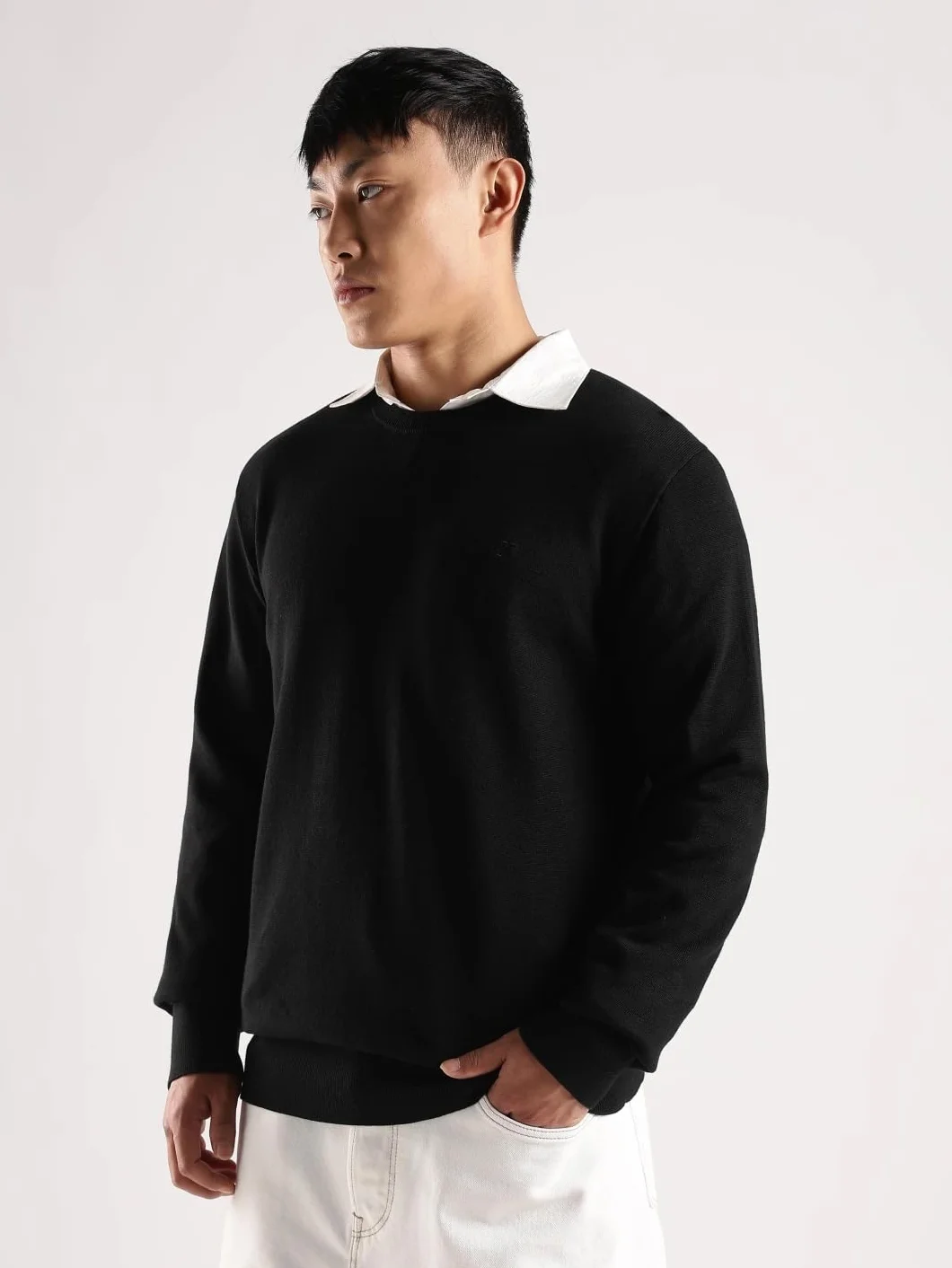 Calvin Klein Compact Cotton Crewneck Sweater Pull Homme