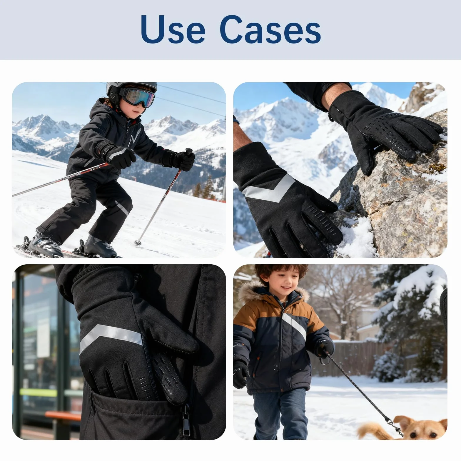 Gants Thermiques d'Hiver Imperméables Antidérapants pour Écran Tactile Enfants Course Randonnée Ski Camping Coupe-Vent