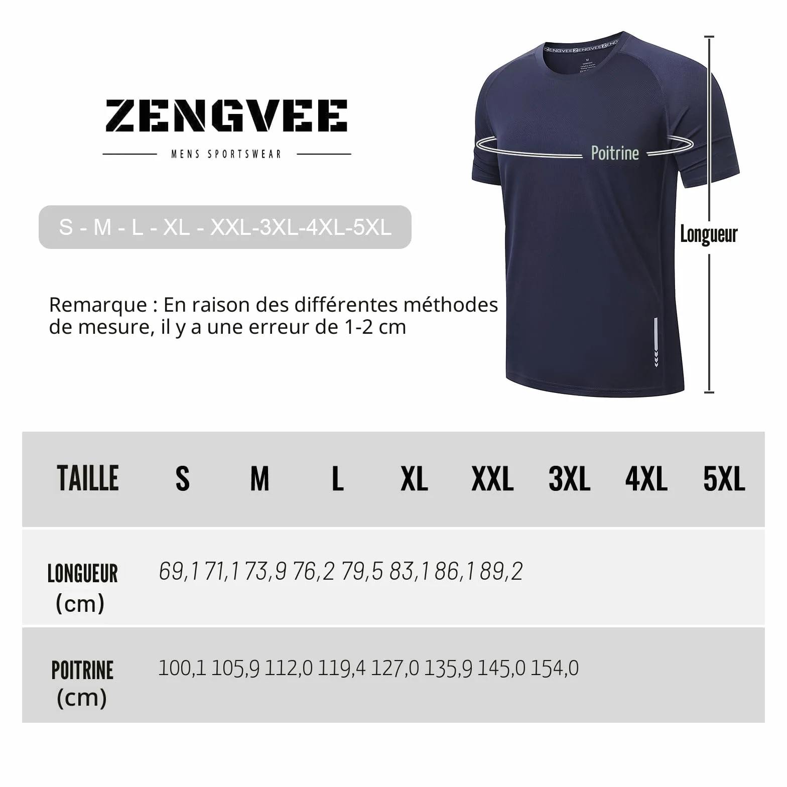 ZENGVEE 3 Pack T-Shirt Sport Homme Manches Courtes Séchage Rapide Respirant Running Fitness Gym Haut