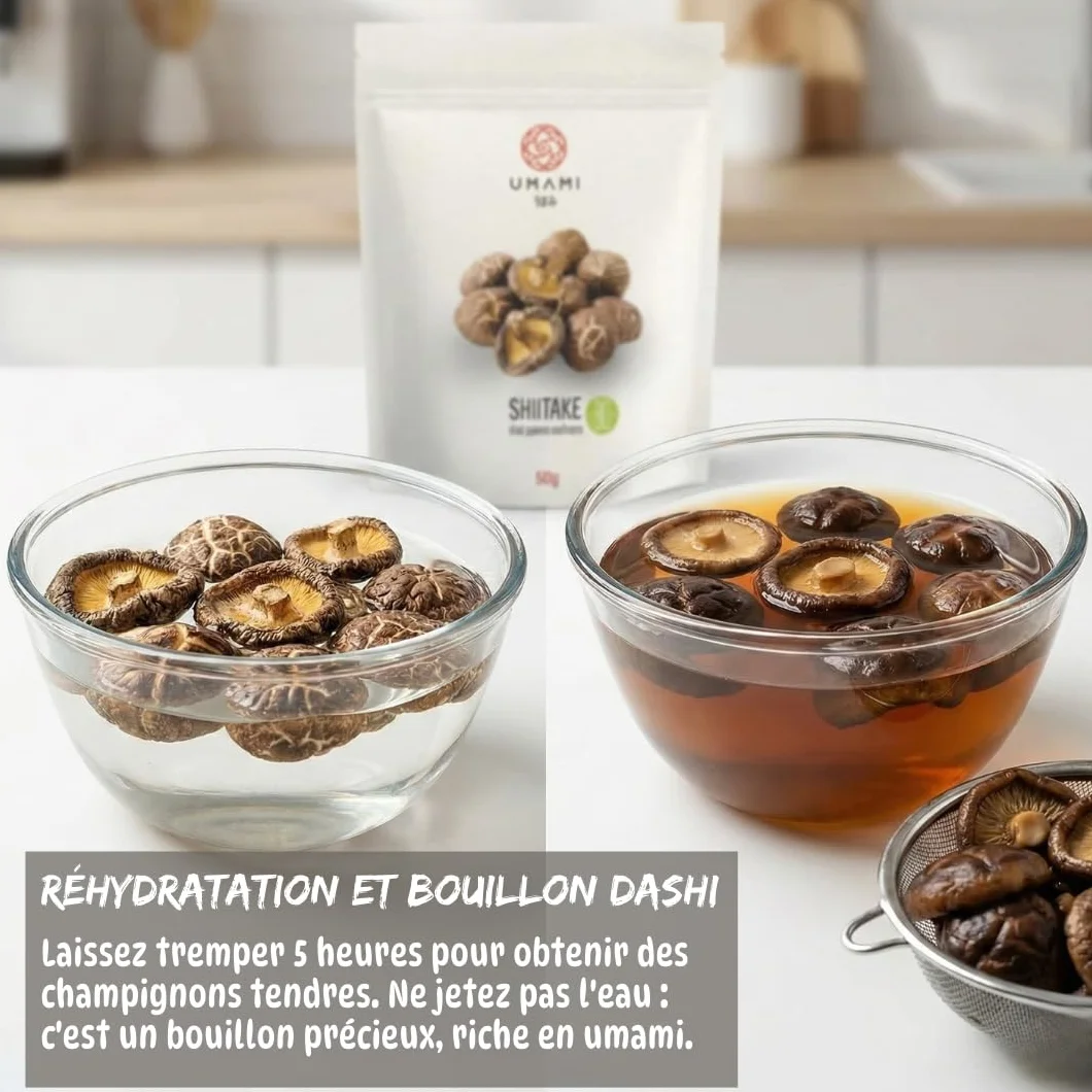 Umami Champignons Shiitake BIO Japonais 50g - Séchés Naturellement - Origine Kyushu, Japon - Qualité Premium pour Ramen, Soupes et Risottos - 100% Naturel