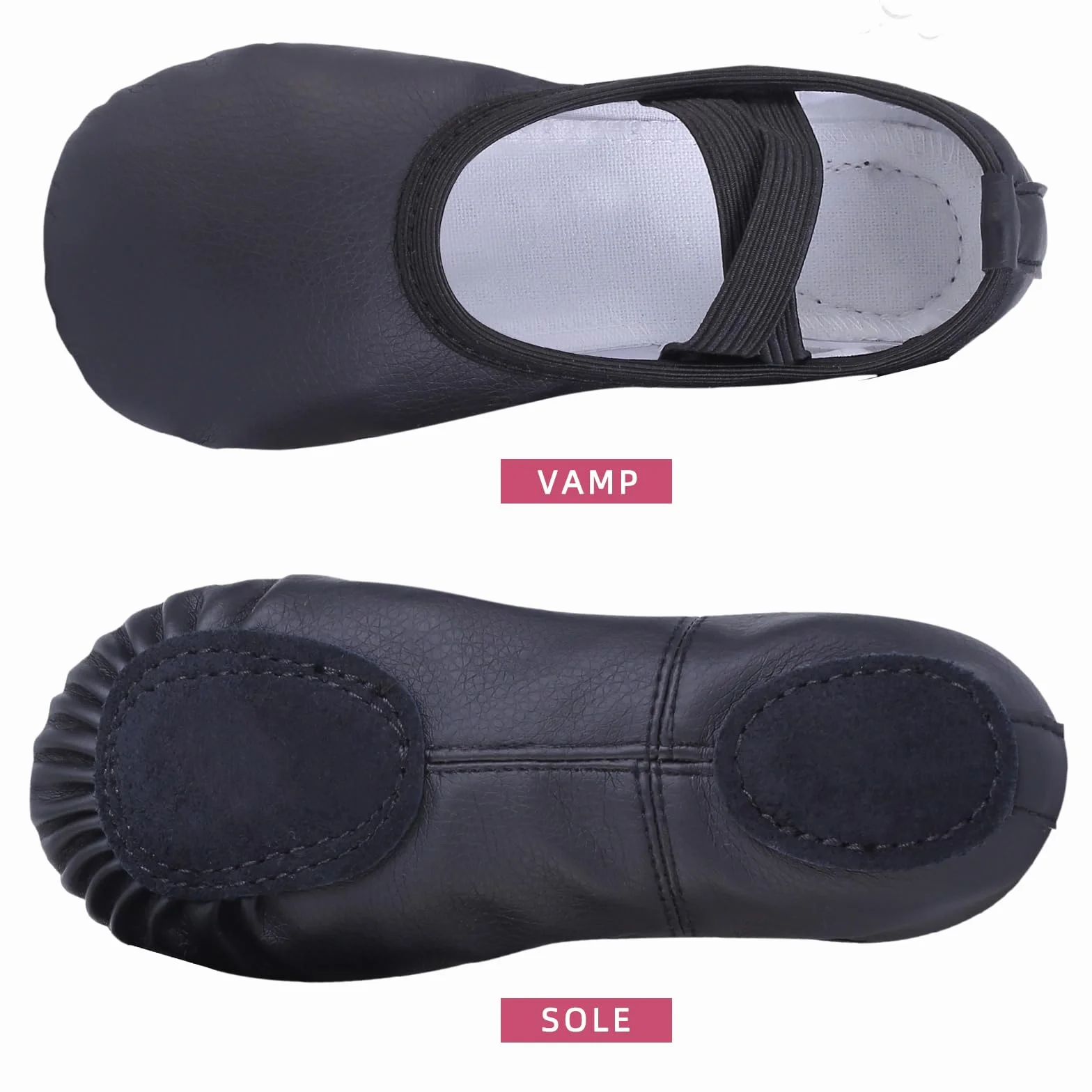 Chausson Danse Classique Fille Simili Cuir Demi Pointe Chaussure de Danse