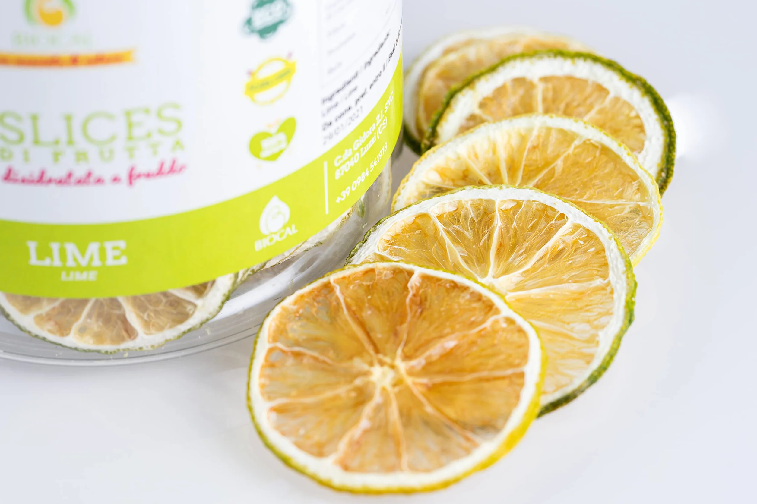 Biocal® - Rondelles de Citron Vert Déshydraté Sans Résidus de Pesticides Sans Sucres Ajoutés pour Cocktails, Gin Tonic, Infusions et Décoration - 50g