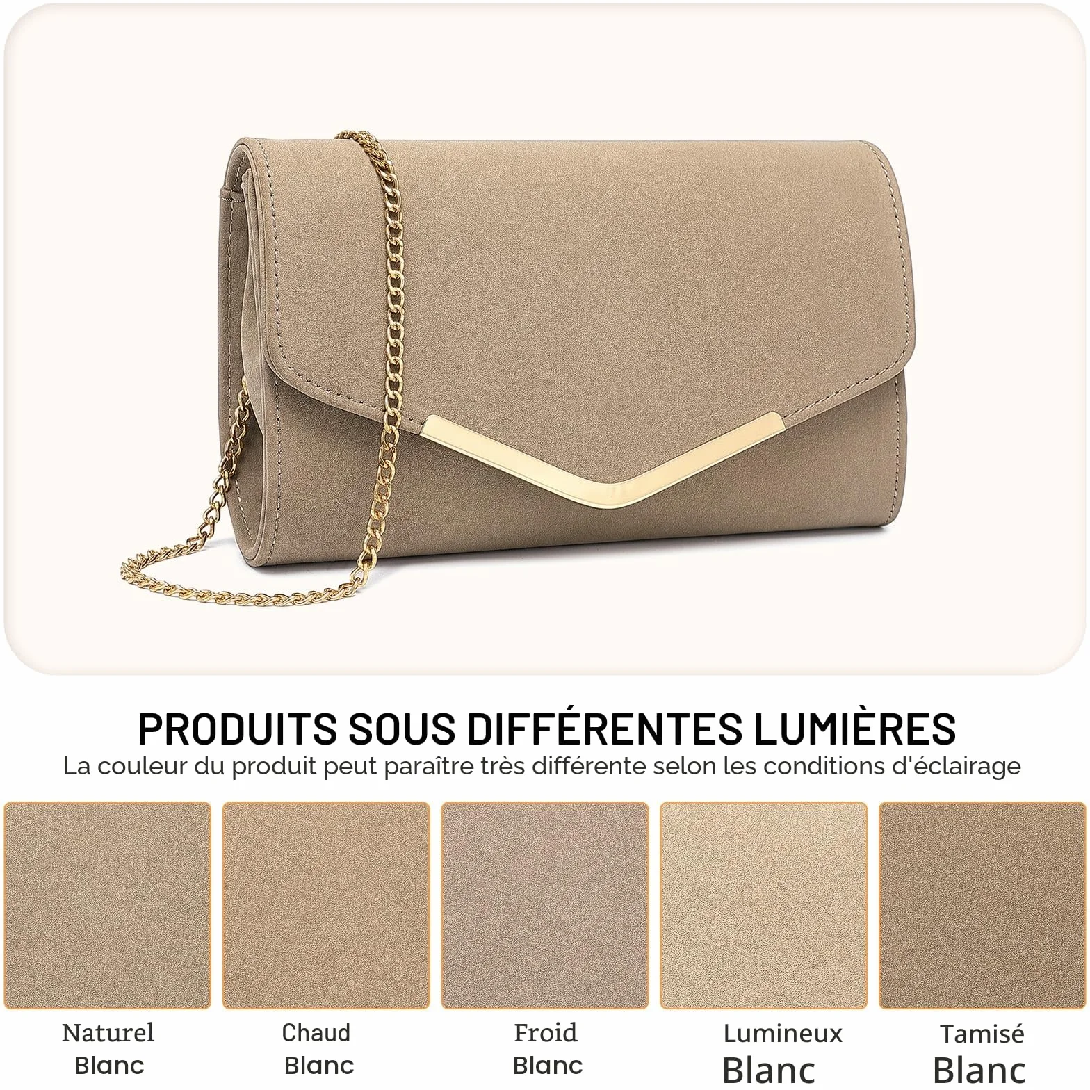 Miss Lulu Pochette Femme en Daim avec Chaîne - Mini Sac à Main de Soirée pour Mariage