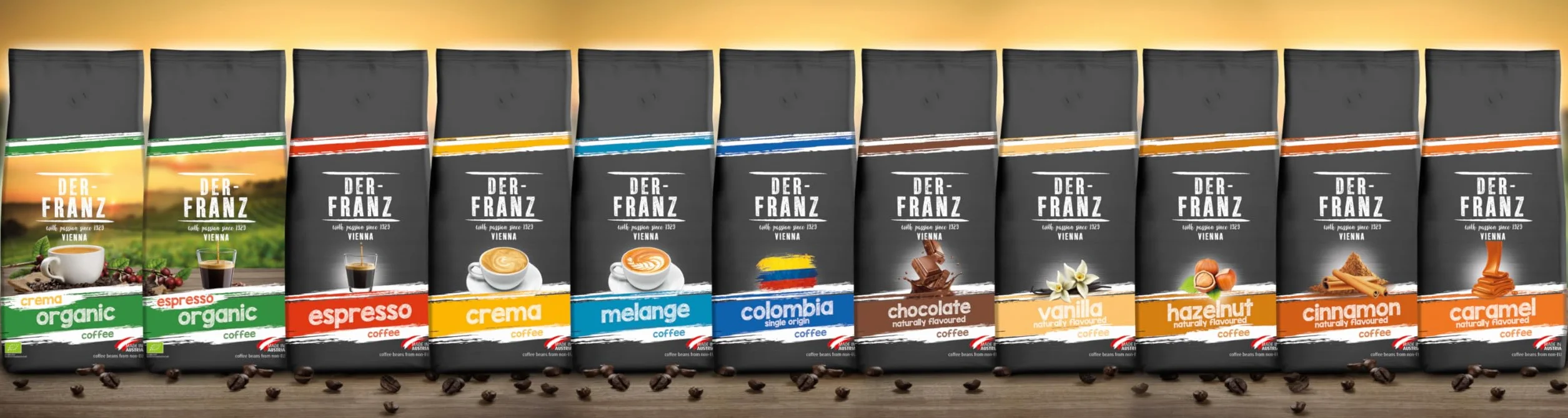 Der-Franz Café, Arômes de Noisette, Café d'Arabica et de Robusta en grains, 1000 g