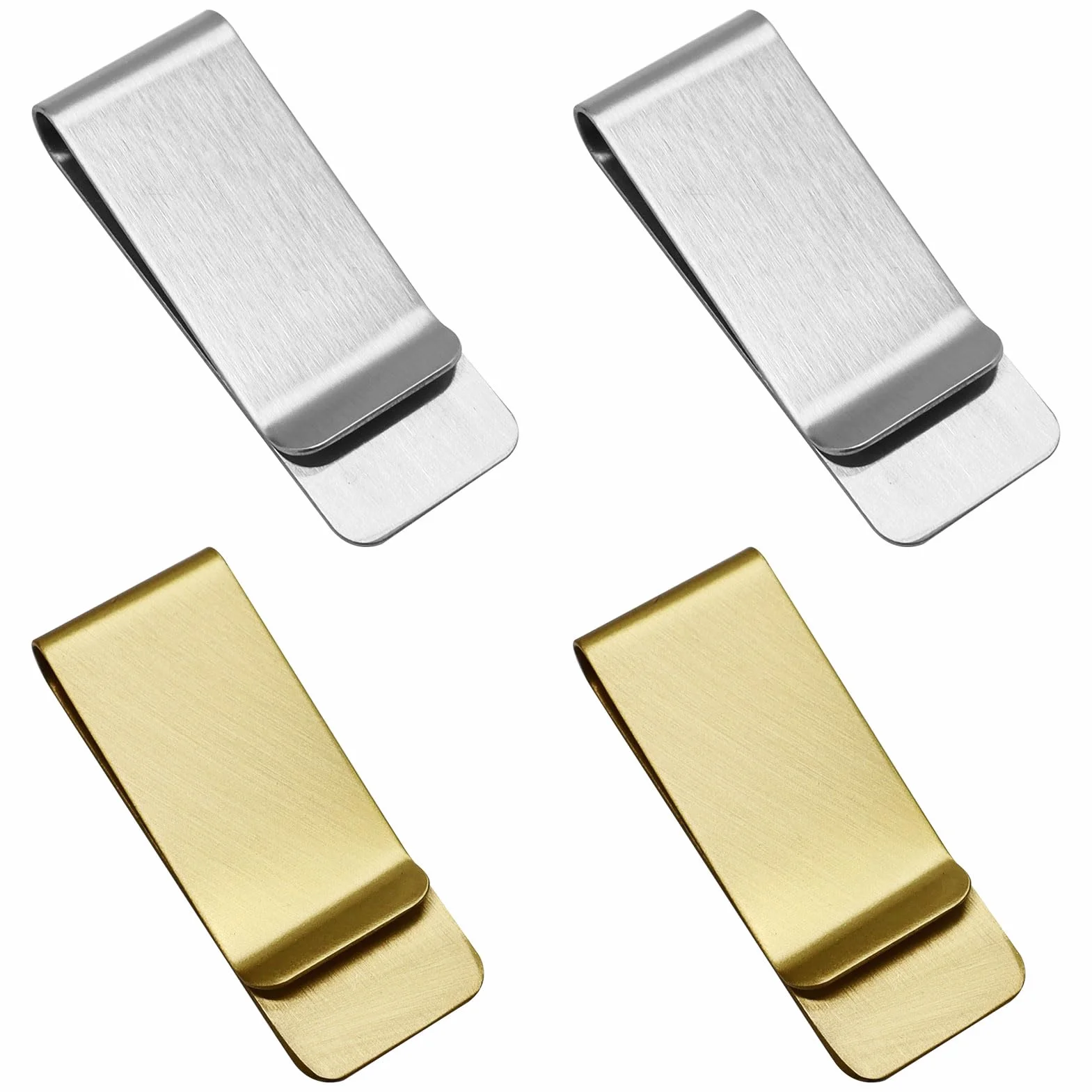 Lot de 4 pinces à billets en acier inoxydable - Pince à billets en métal argent et doré