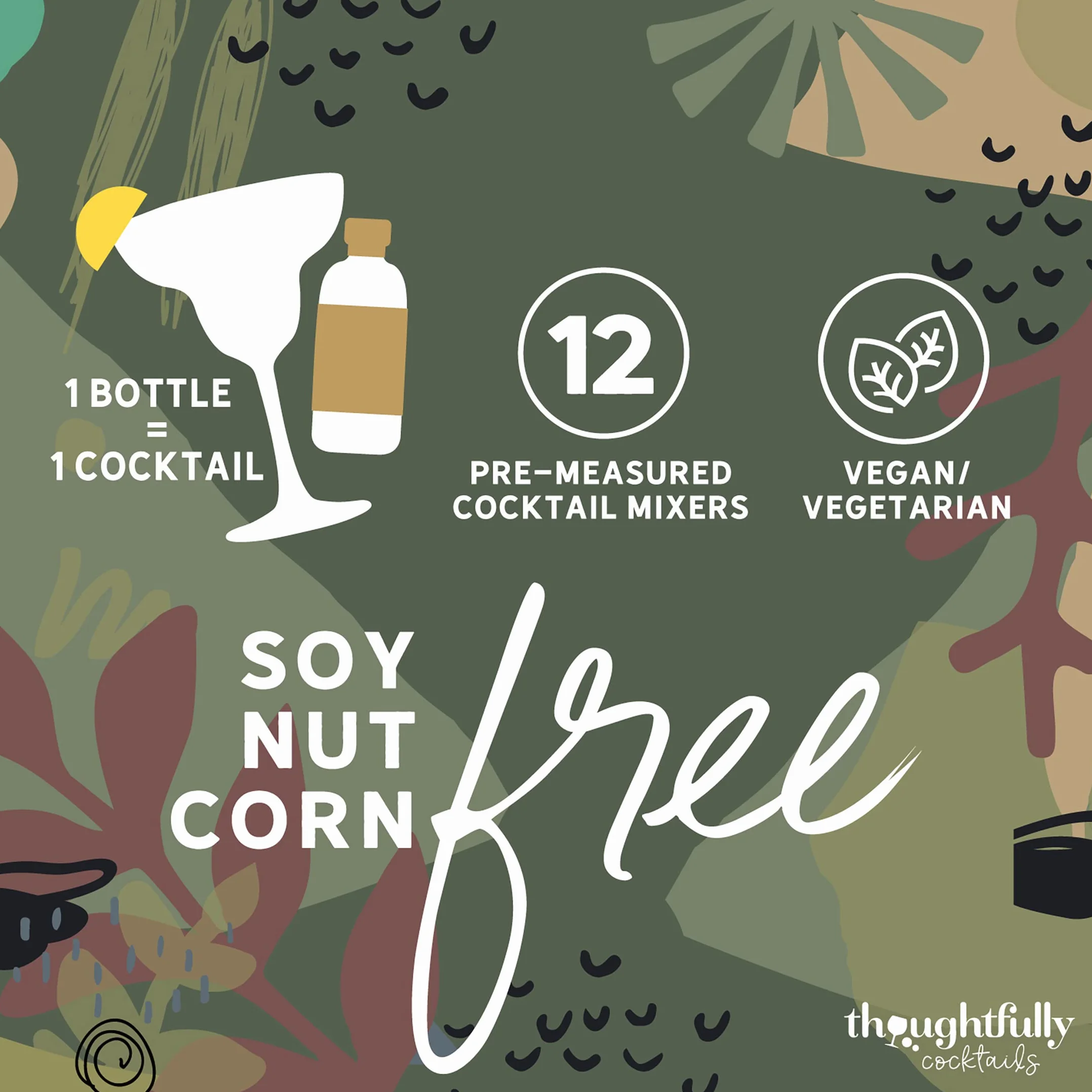 Thoughtfully Cocktails, Coffret de mixeurs à cocktails du monde entier, végétalien et végétarien, saveurs Margarita, Moscow Mule et plus encore, lot de 12 (ne contient pas d'alcool)