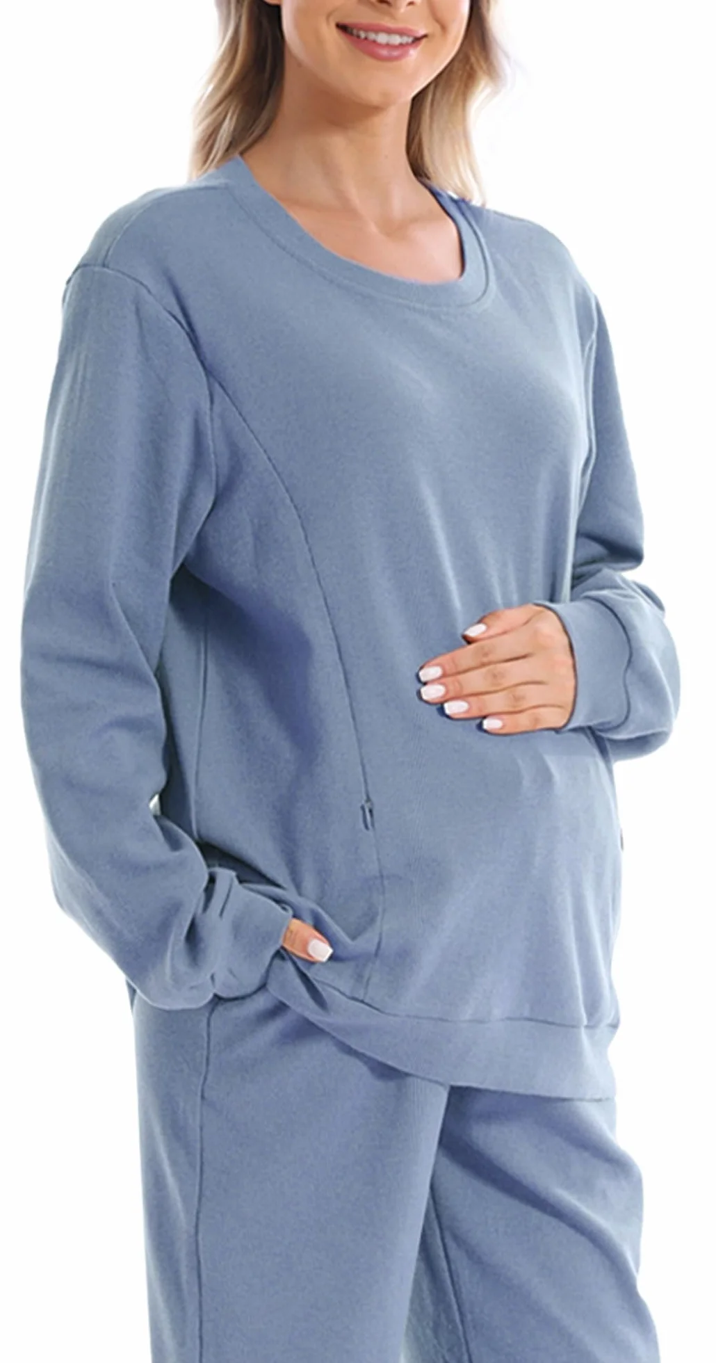 FEOYA Sweatshirt Allaitement Maternité Manches Longues Confortable Pull Chaud S-4XL
