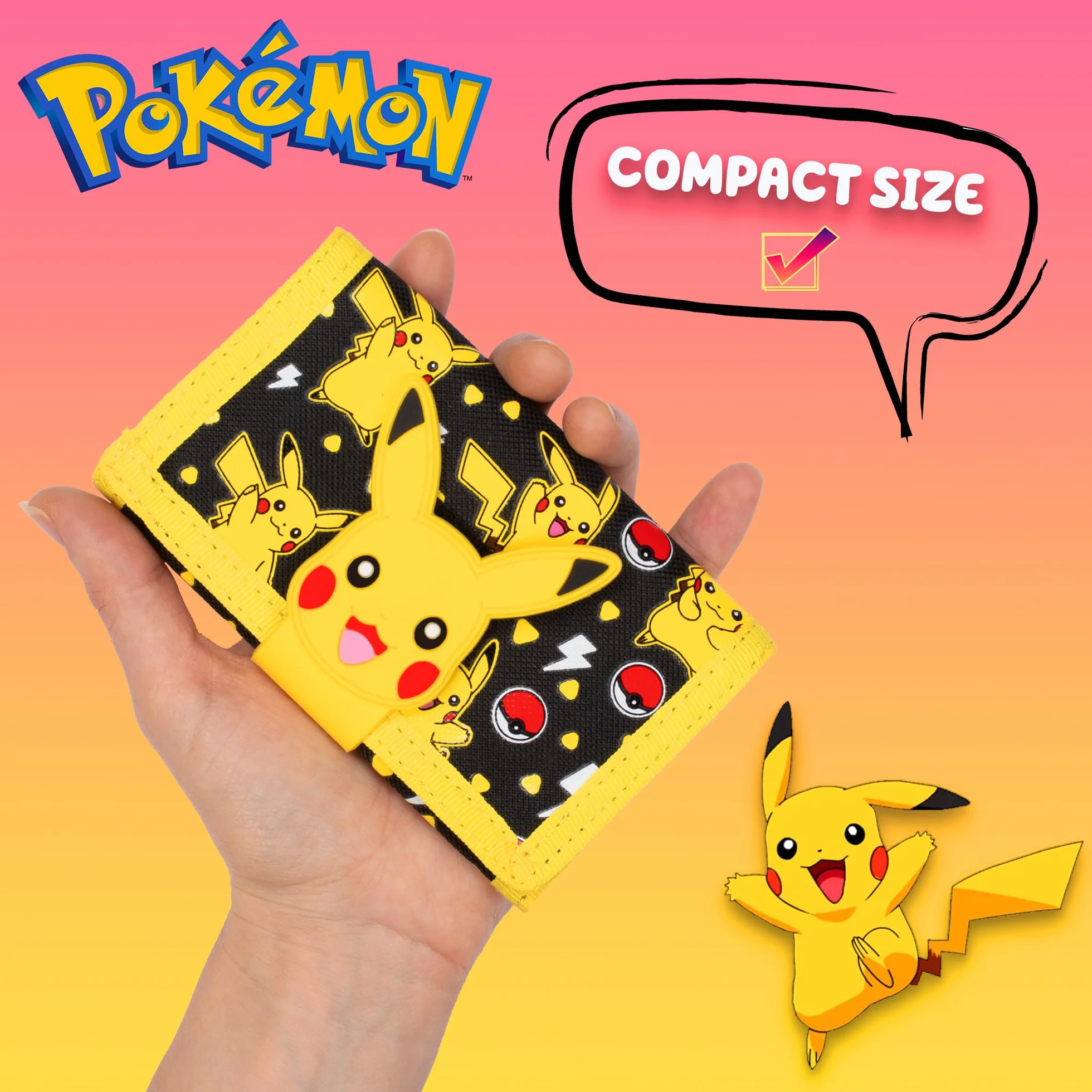 Pokémon Portefeuille en silicone jaune 14 x 8 cm avec compartiment zippé