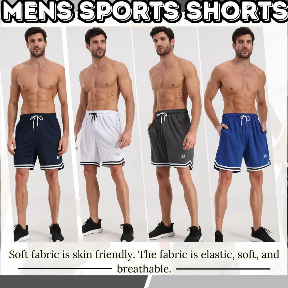 Shorts de sport homme séchage rapide lot de 5 avec poches taille élastique