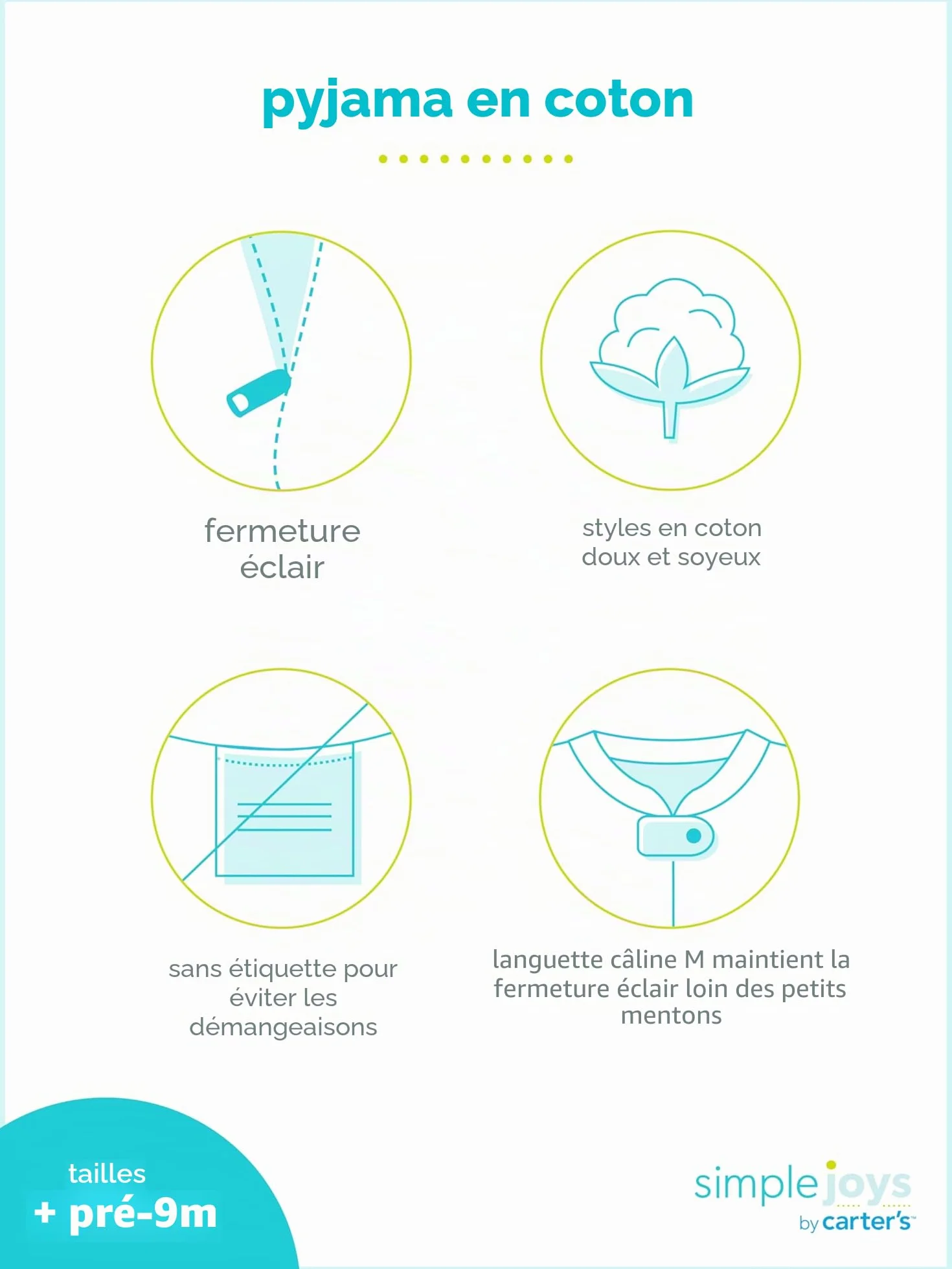 Simple Joys by Carter's 3-Pack Sleep and Play Dormeuses pour bébés et Tout-Petits