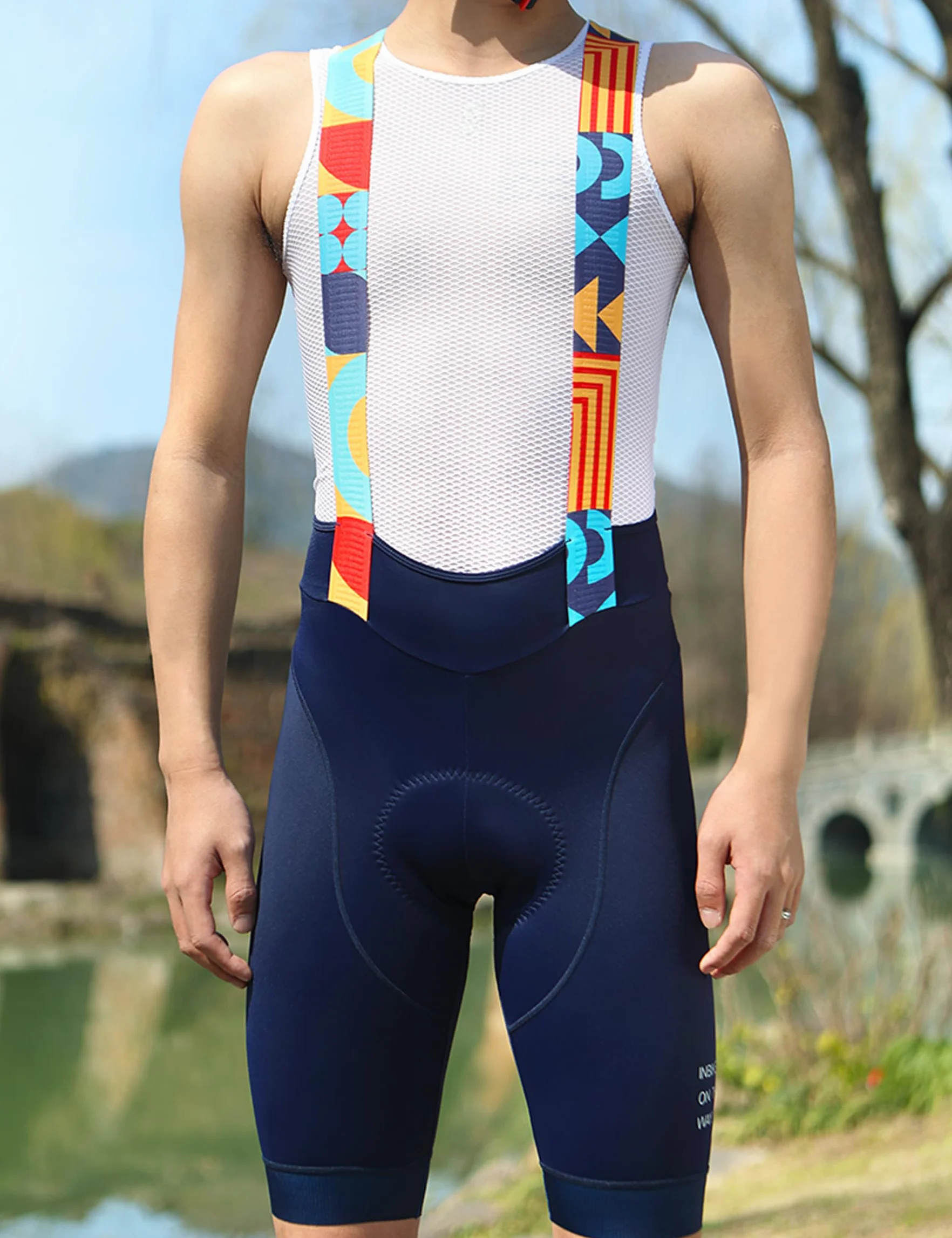 INBIKE Cuissards Vélo Homme Bretelle Impressions 3D Rembourré Ergonomique Bib Short Cyclisme VTT CX022