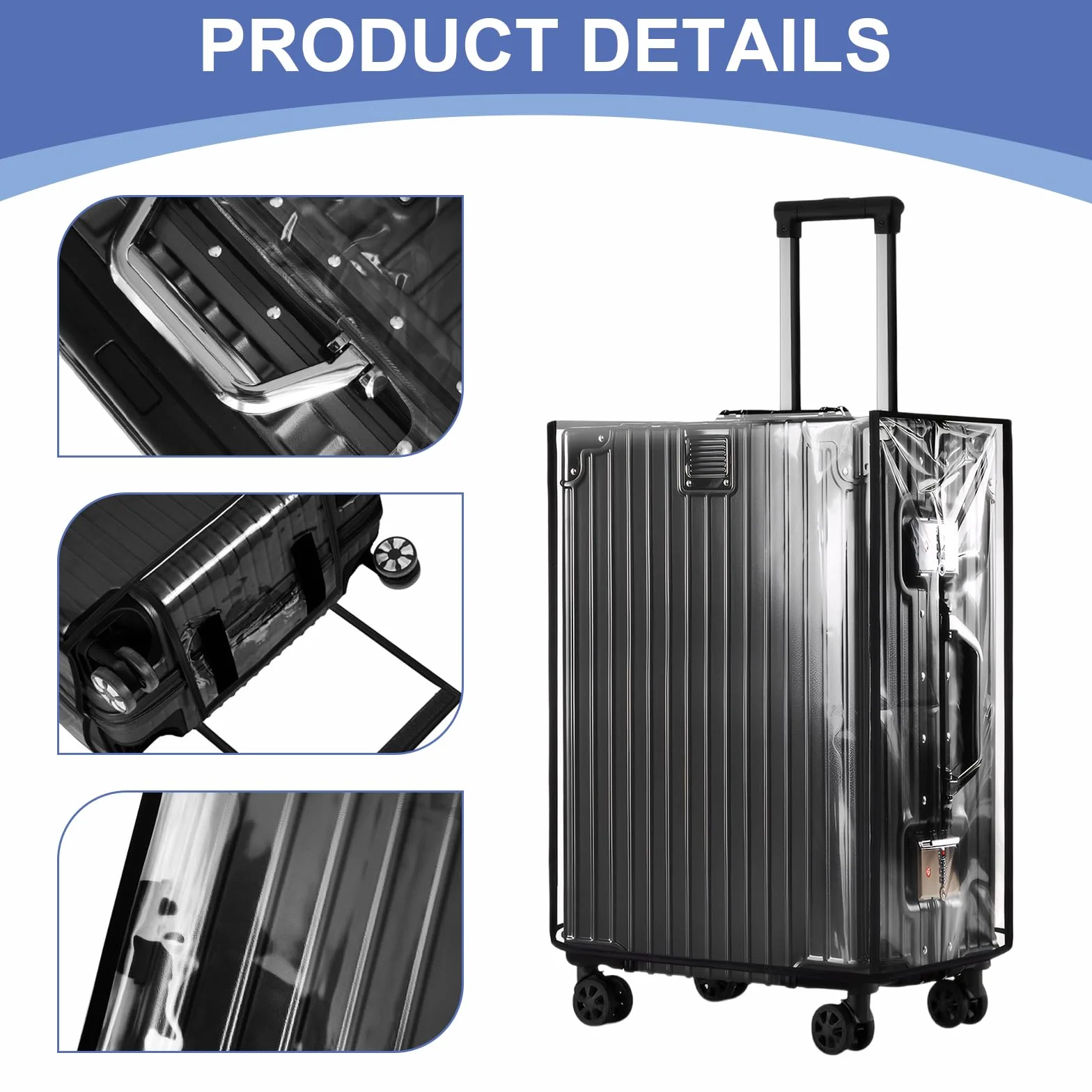Housse de Protection Valise PVC Transparent Imperméable avec Étiquette Bagage Réutilisable pour Voyages