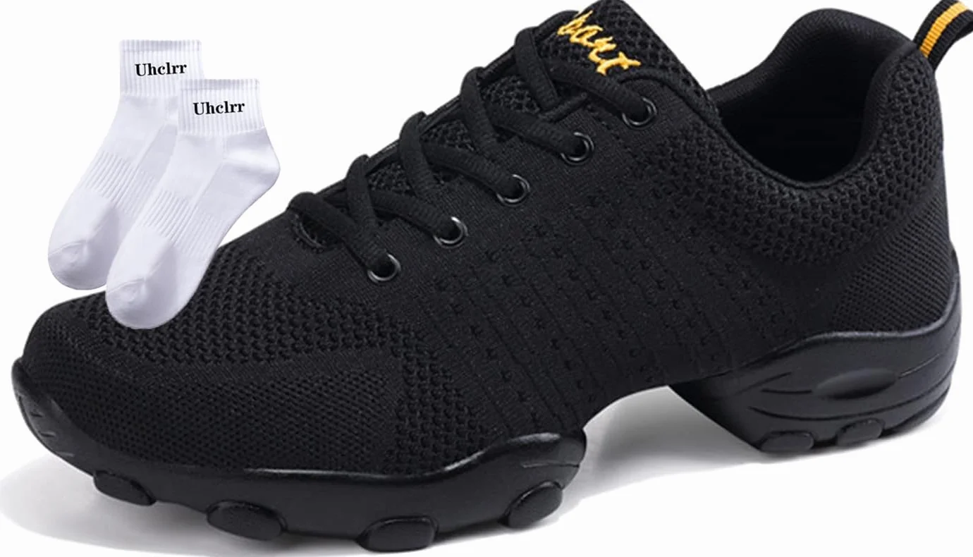 Chaussures De Danse pour Hommes Adulte Voler en Treillis Tissé Souple Fitness 41 Noir