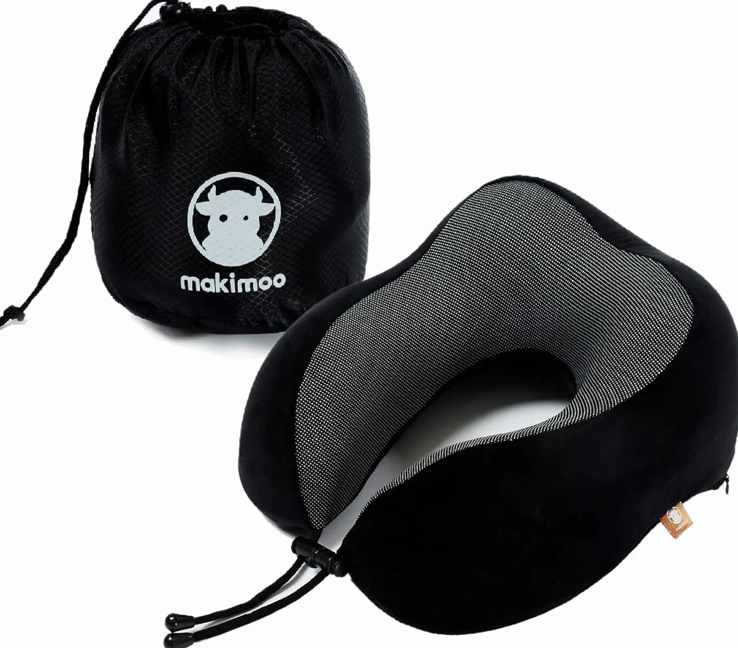 Oreiller de voyage en mousse à mémoire de forme cervical 360 degrés Noir