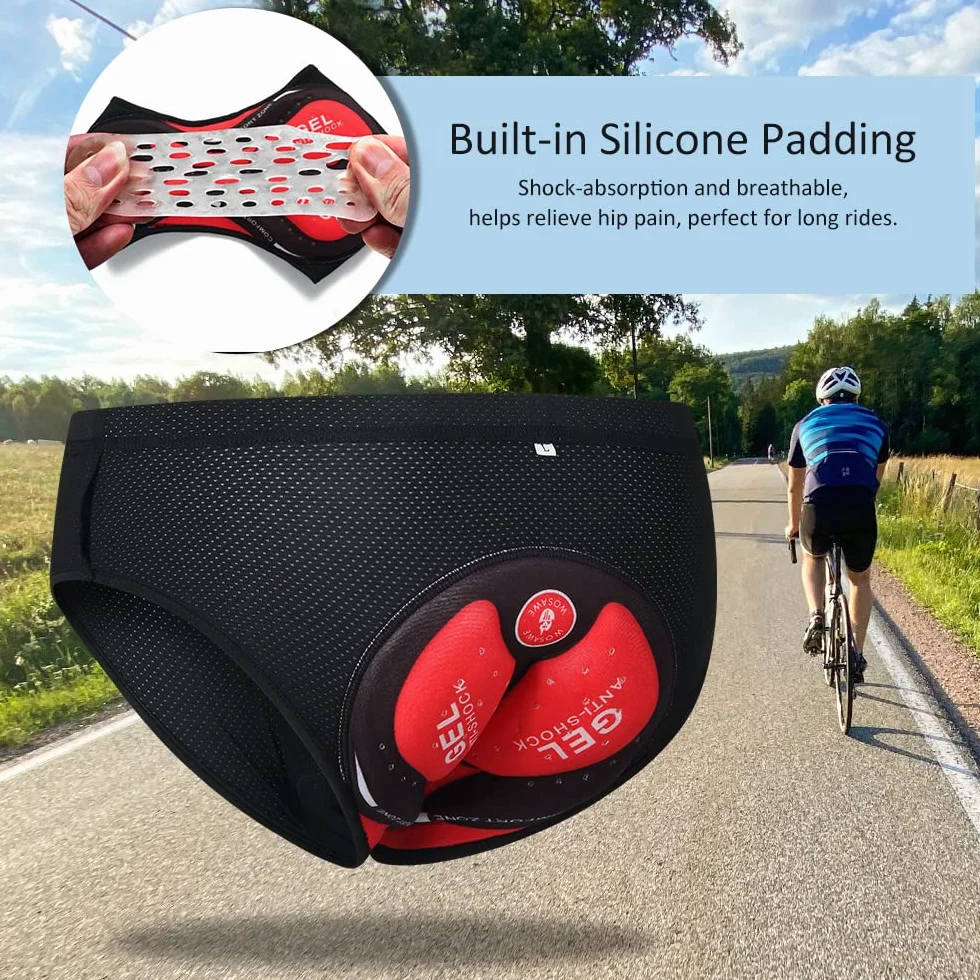 JINGRU Sous-Vêtements de Vélo pour Hommes - Slips Rembourrés Respirants Noir Taille L
