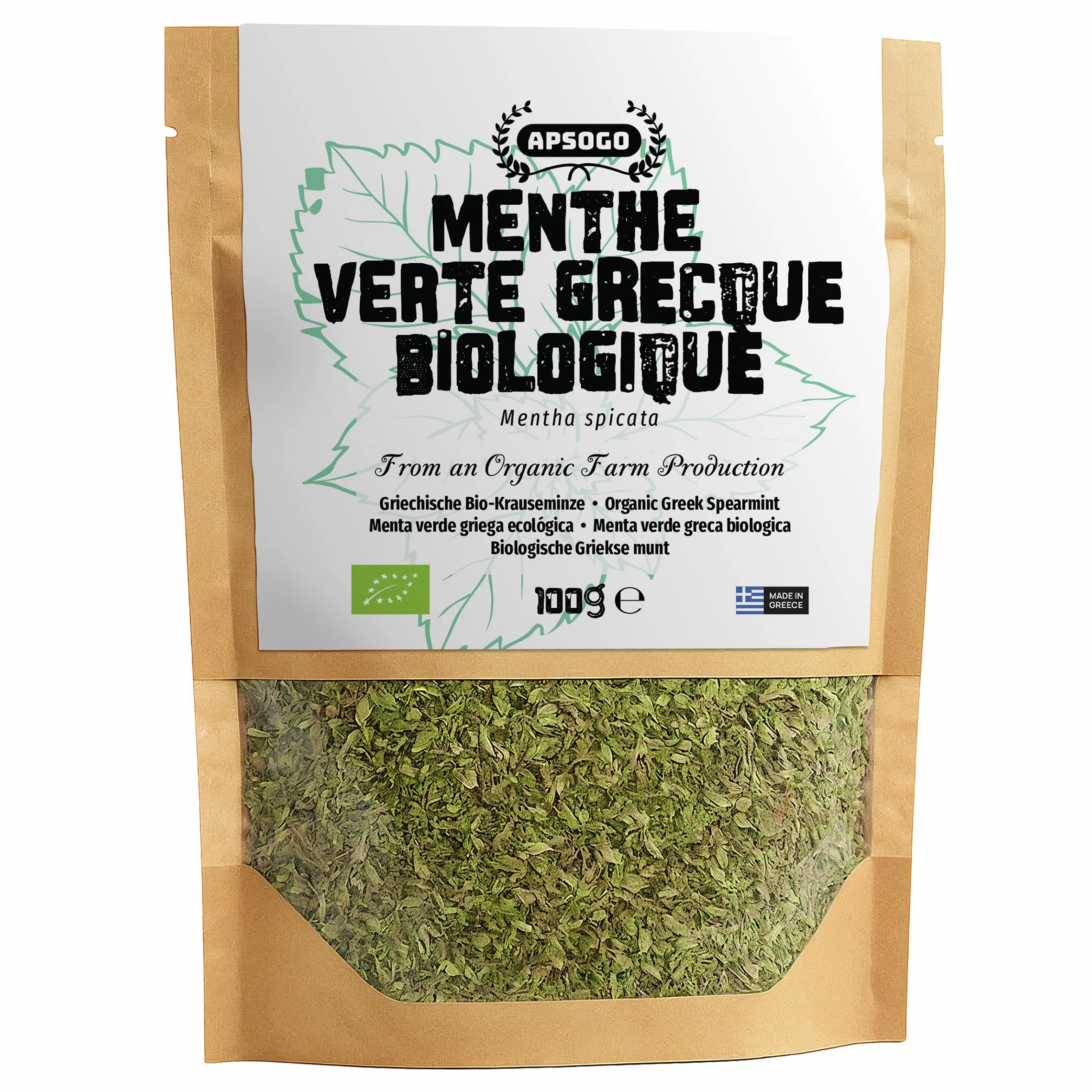 Menthe verte biologique séchée de Grèce Apsogo Spearmint