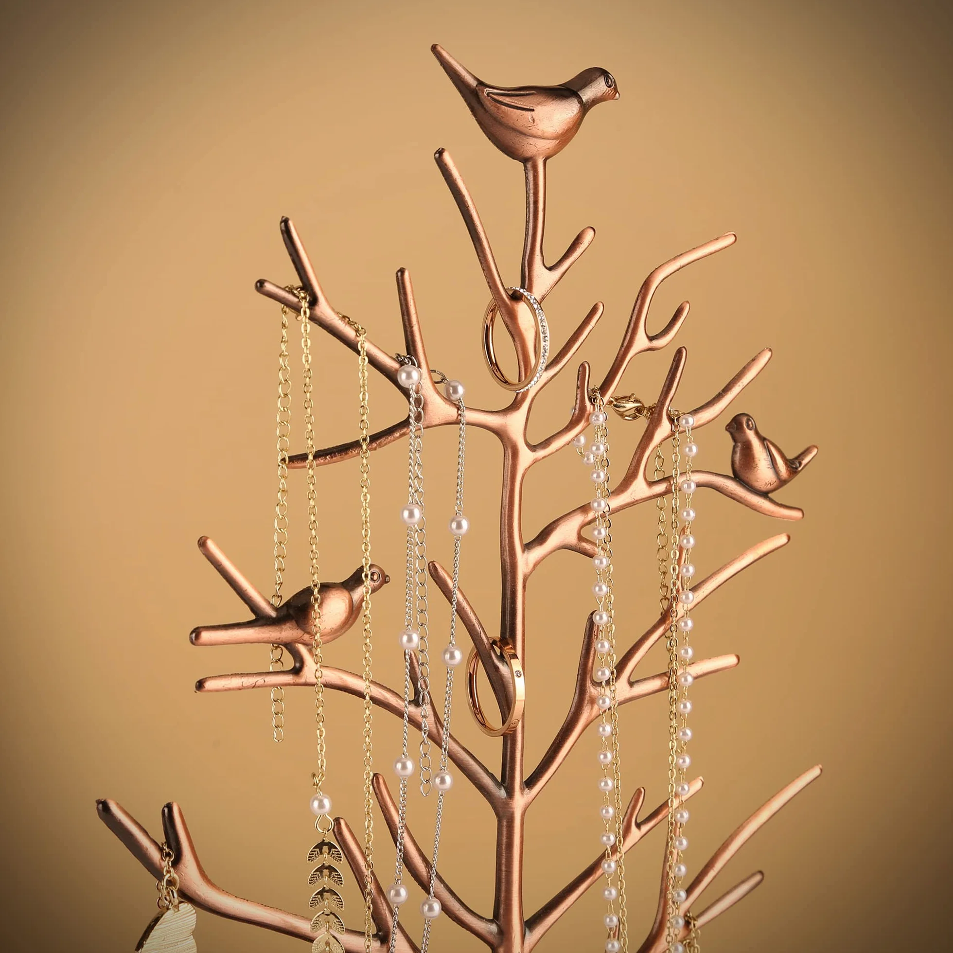 MORE&LESS Grand porte-bijoux en métal d'arbre pour bagues, boucles d'oreilles, colliers