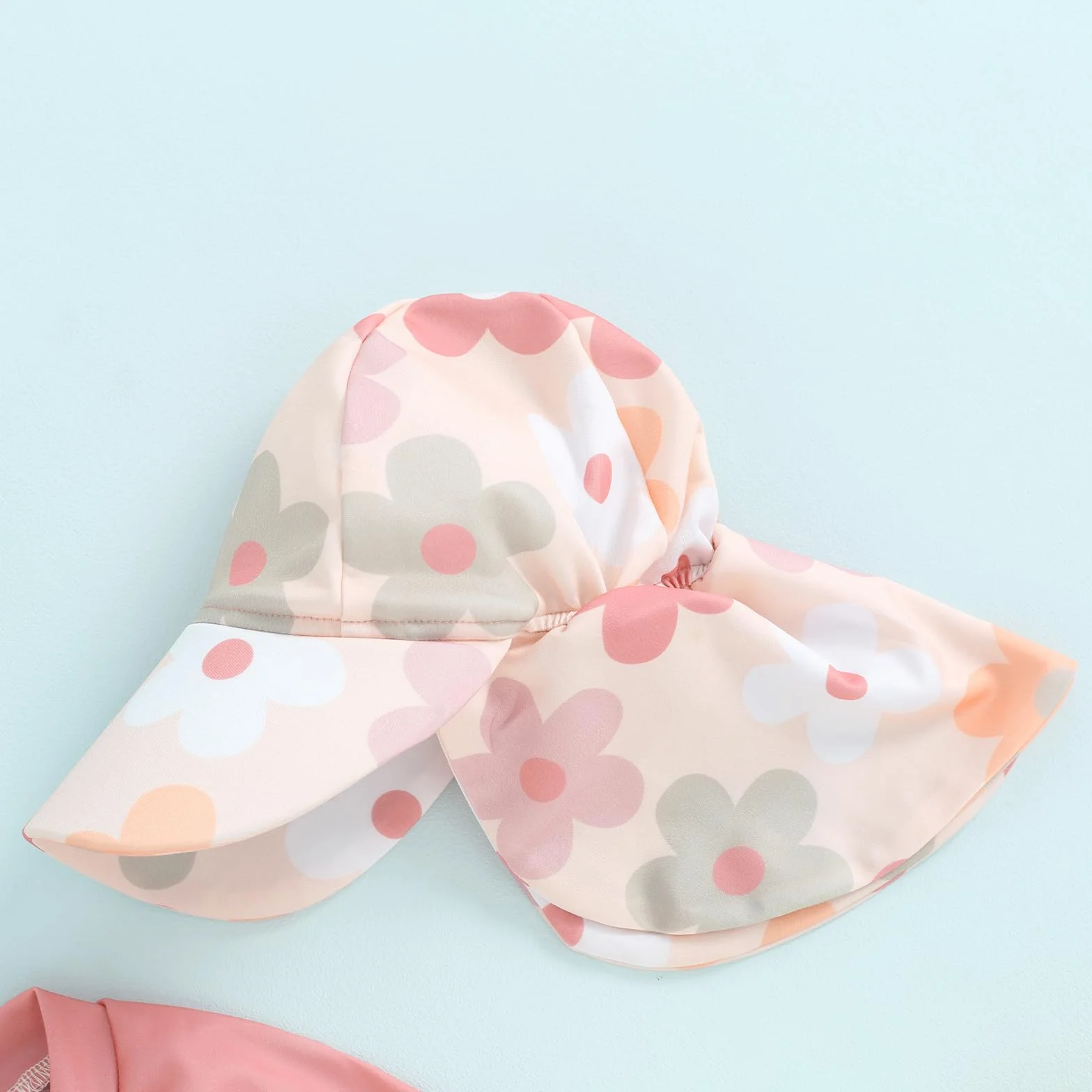 Carolilly Maillot de Bain Une Pièce Enfant Bébé Fille Zippé Anti-UV avec Chapeau Rose Fleurs 3-6 Mois