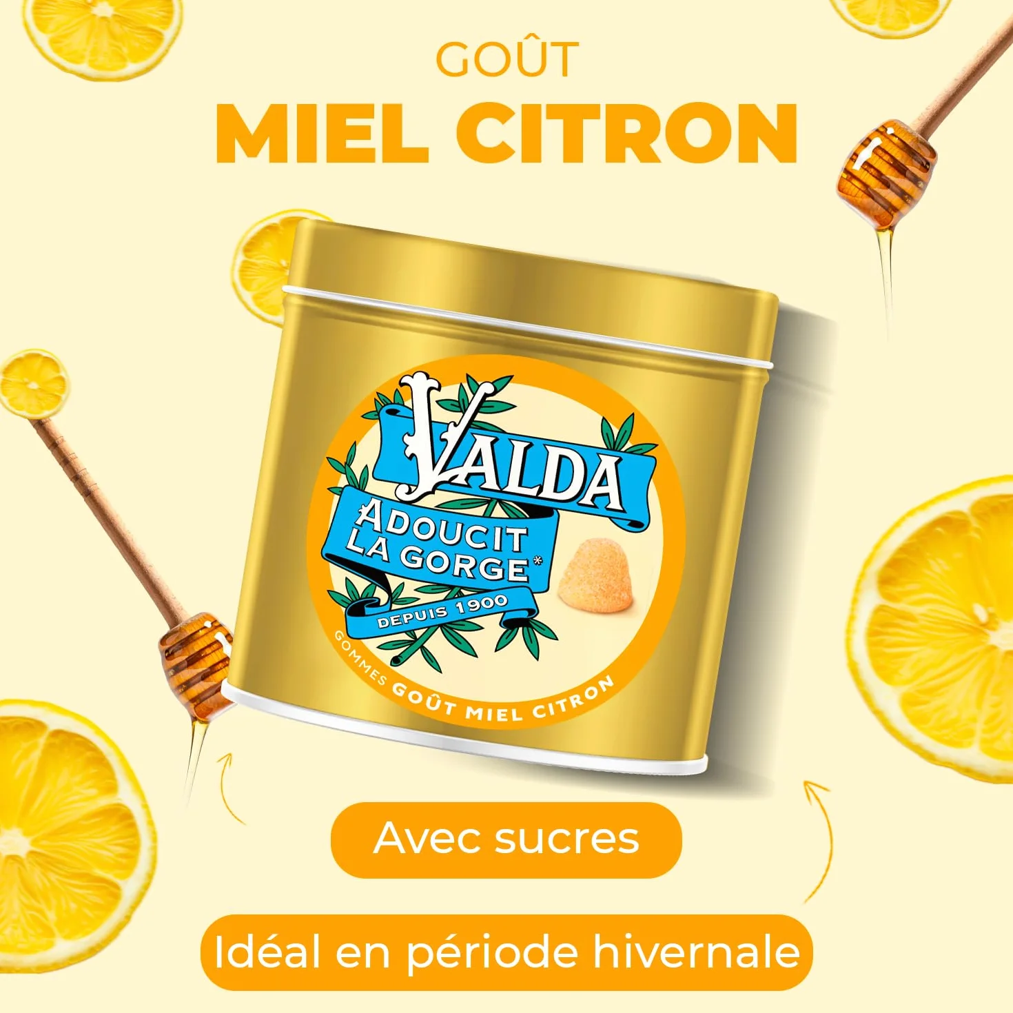 Valda Gommes Avec Sucres Goût Miel Citron 140 g