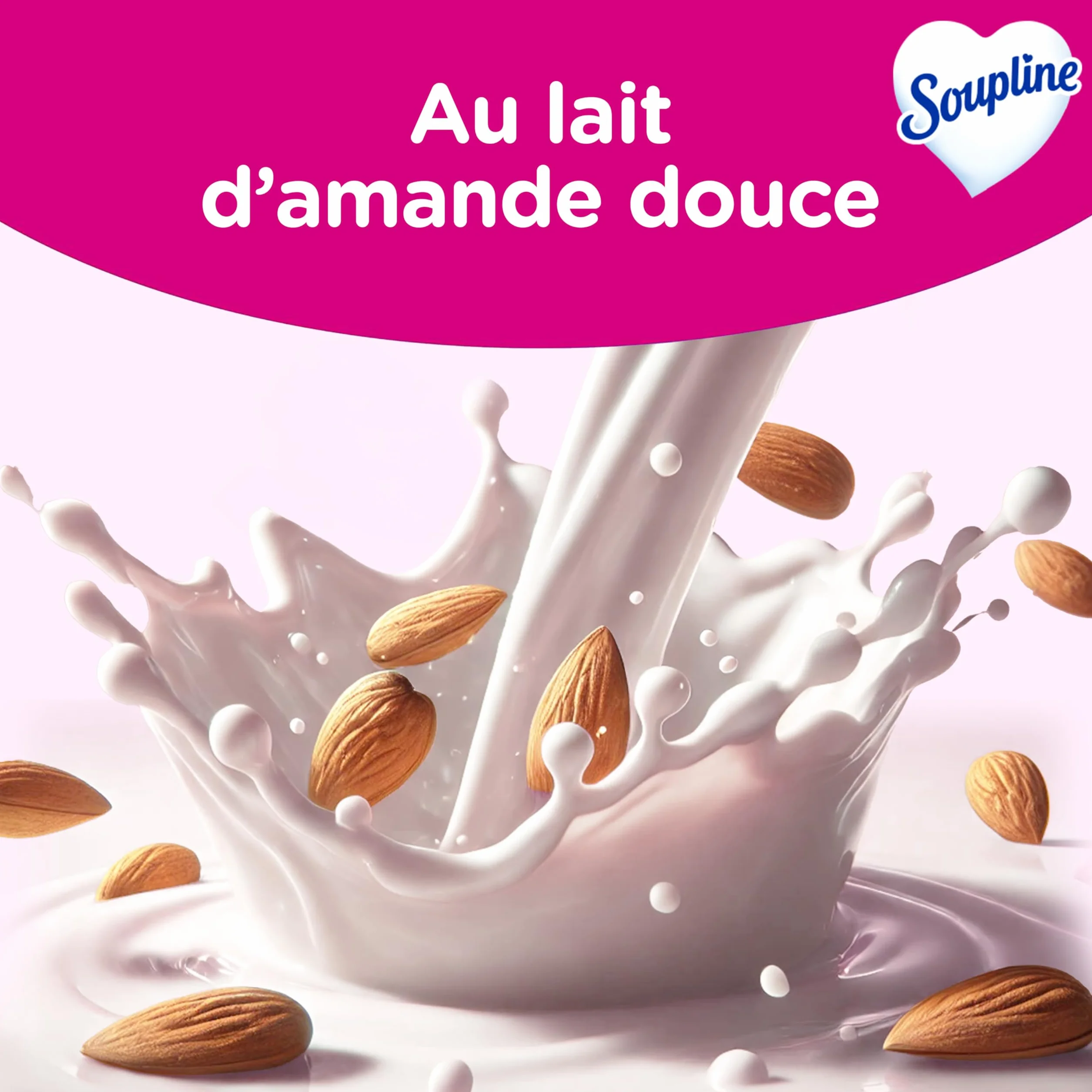 SOUPLINE Adoucissant Linge Hypoallergénique Concentré Senteur Amande Douce, Assouplissant Linge Formule Améliorée pour Plus de Douceur*, Assouplissant Textile Liquide, Soupline Lot de 3x1,35L