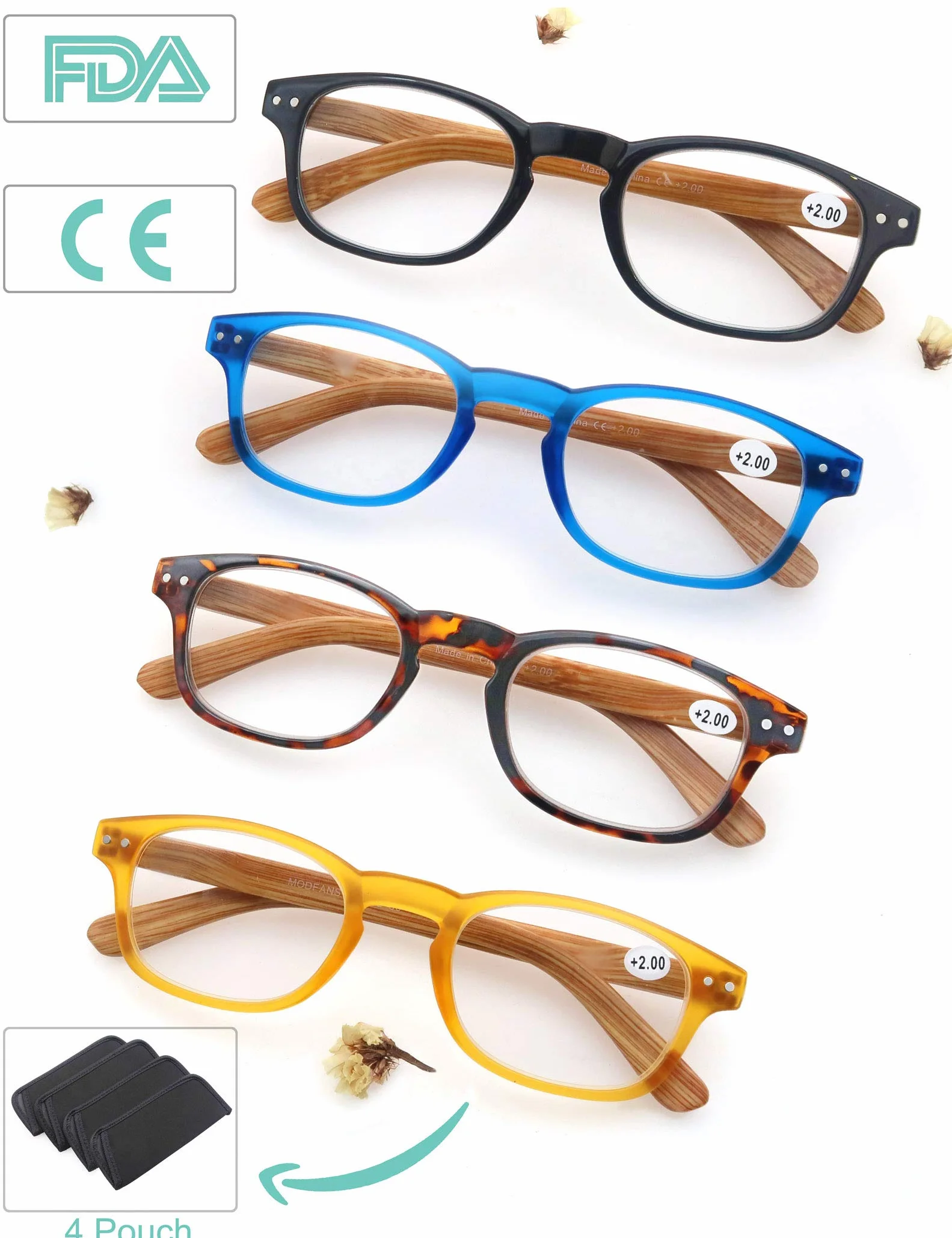 MODFANS Lot de 4 Lunettes de Lecture