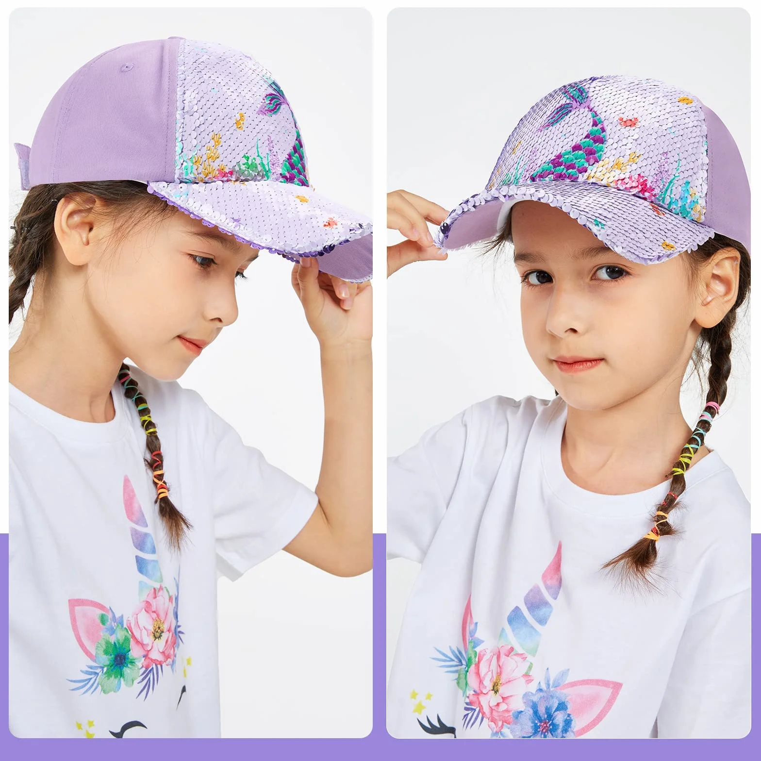 WAWSAM Casquette de Baseball Filles Ajustable Chapeau de Soleil pour Enfants