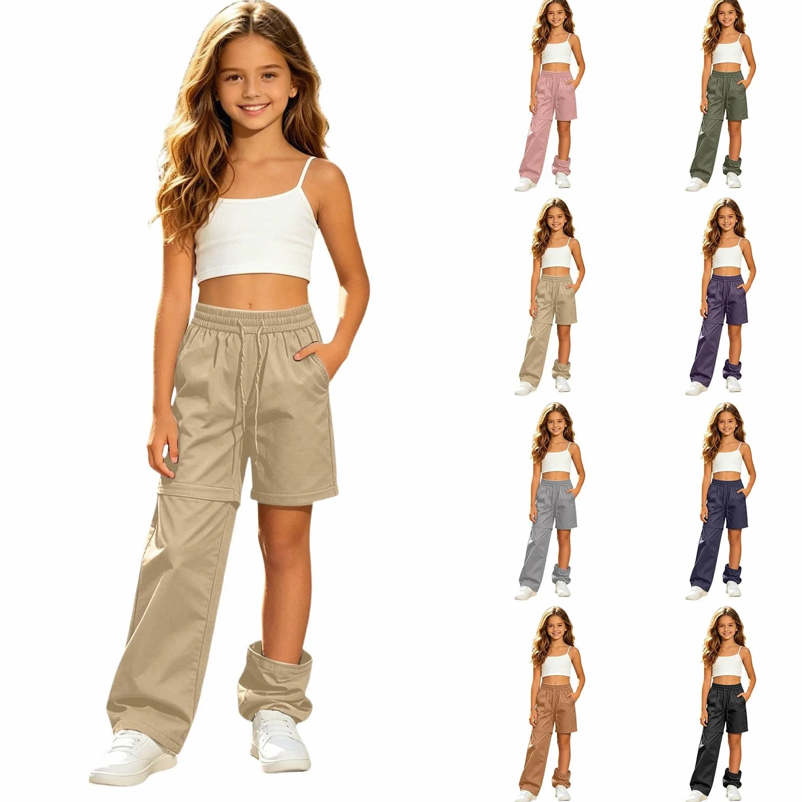 Pantalon Randonnée Fille Convertible Short Léger Séchage Rapide Sport