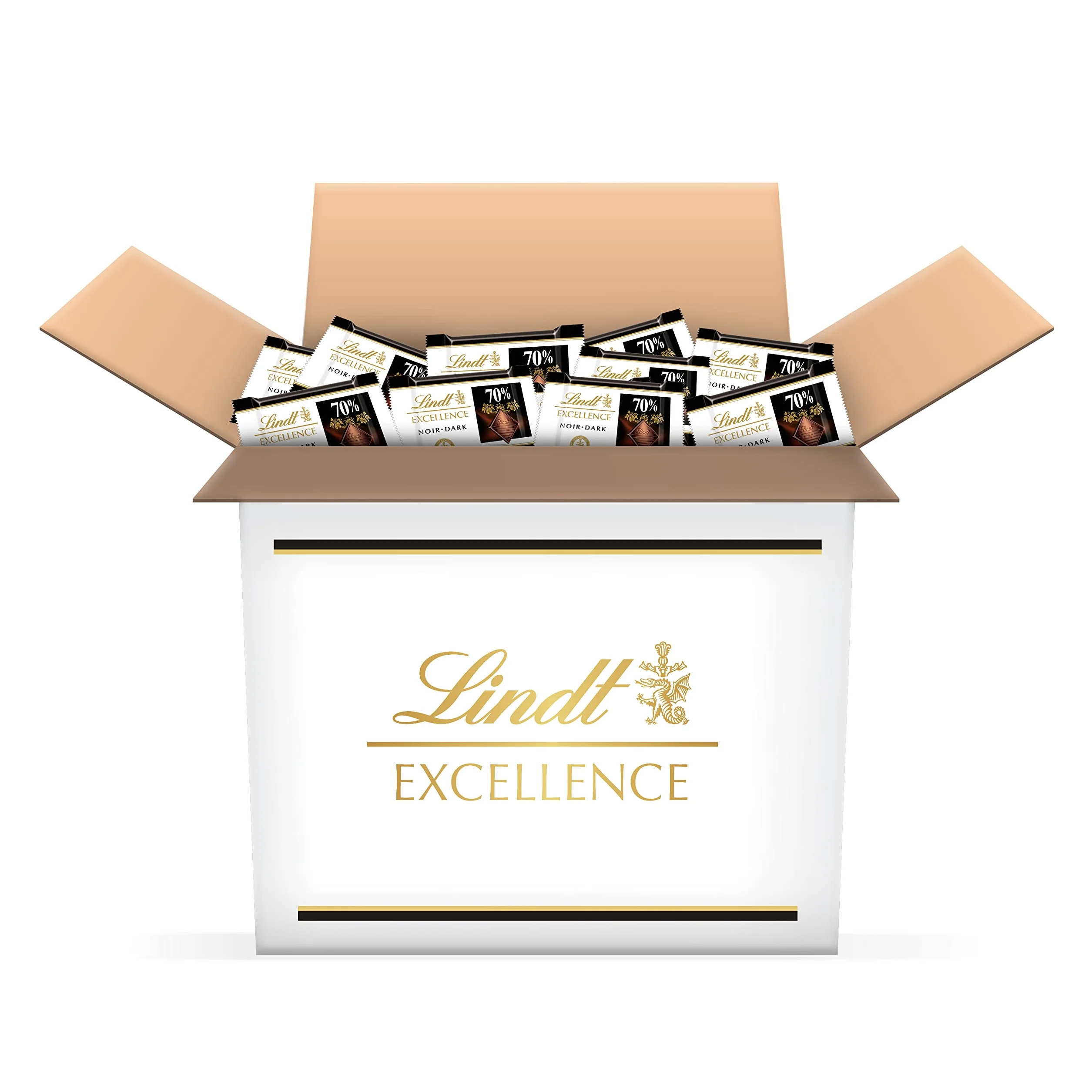 Lindt - Mini Carrés EXCELLENCE - Chocolat Noir 70% Cacao, 1,1kg