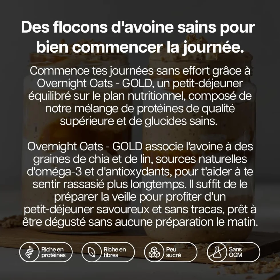 Protein Works | Overnight Oats – GOLD Innovation, Petit-Déjeuner High-Protein, Chia & Graines de Lin, Soutient Perte de Poids, Faible Sucre, Chocolat Noir Framboise, 14 Portions, 1kg
