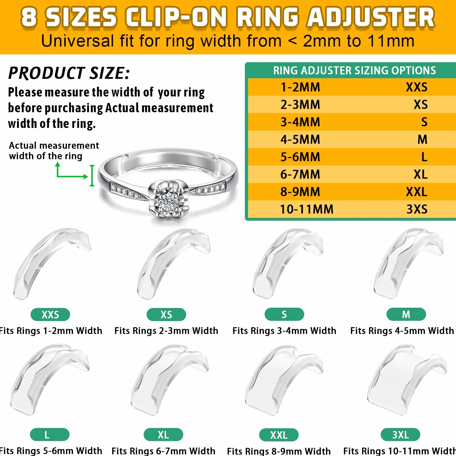 Coopache Réducteur de Bague en Silicone Ajusteur Taille Bague Femme Homme