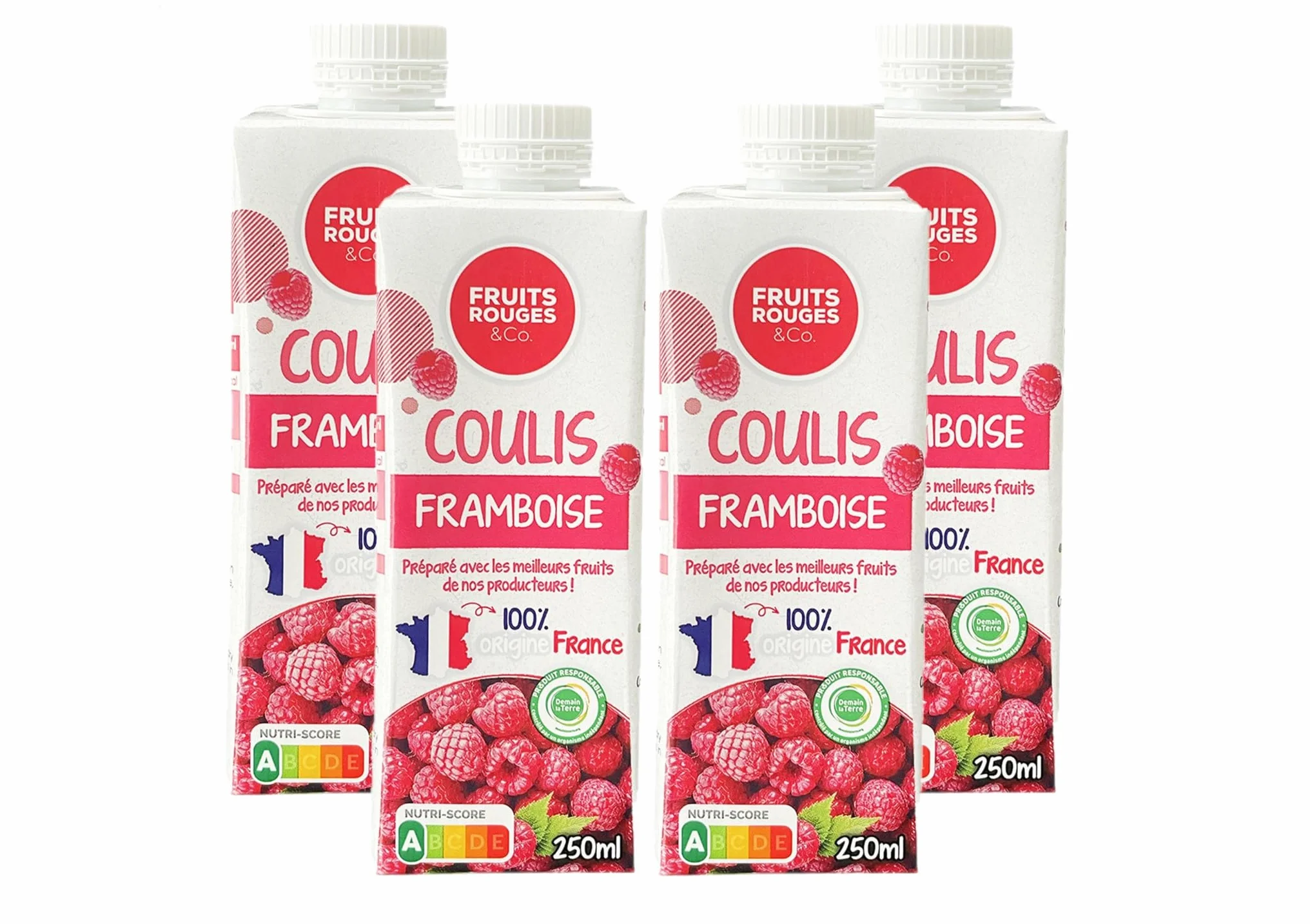 Coulis de fruits - Framboise lot de 4x250g - FRUITS ROUGES & Co.