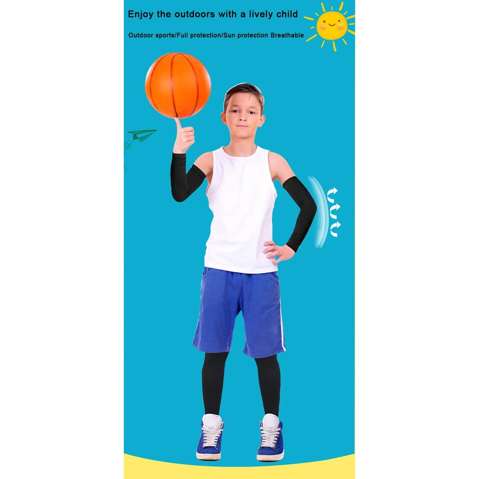 Valcatch Kids UV Sun Protection Compression Sleeves Basketball Football Volleyball Outdoor Sport Arm Leg Sleeves for Boys Girls