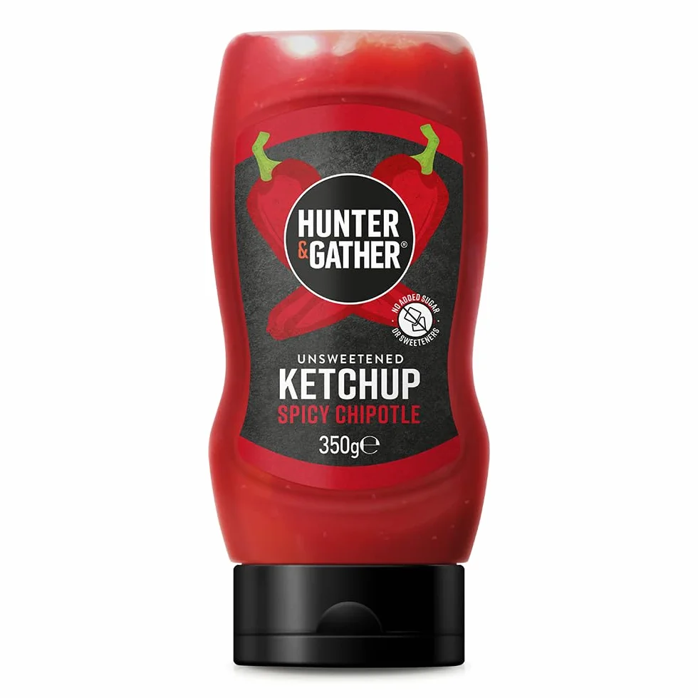 Ketchup Épicée au Chipotle non Sucrée 350g | Céto, Paléo, Faible Teneur en Glucides et Végétalien | Sans Sucre ajouté ni édulcorants