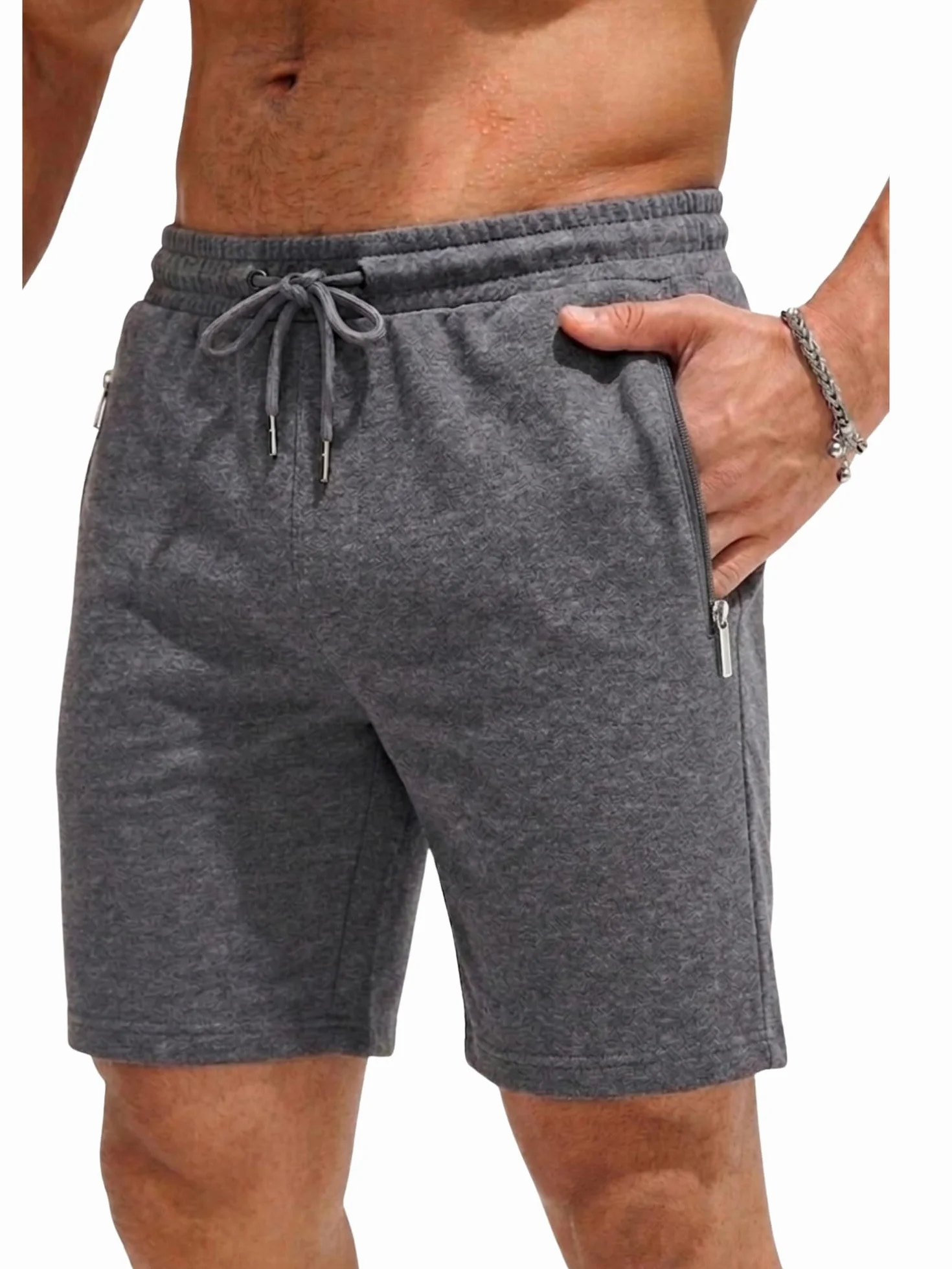 Comeor Short Homme Coton avec Fermeture éclair - Short de Sport Bermuda Jogging Course