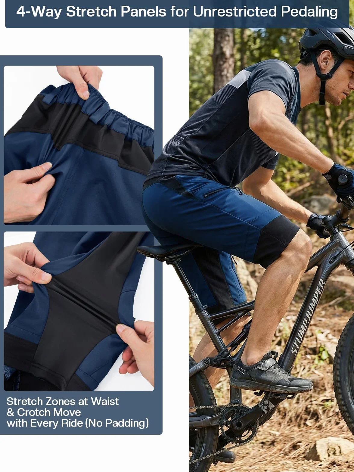 ARSUXEO Short de Cyclisme MTB Ample résistant à l'eau