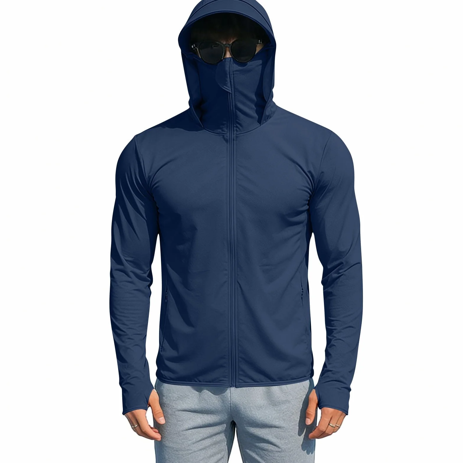 Veste Légère Anti UV Homme Protection Solaire Sweat Capuche Respirant Sport Randonnée Pêche Grande Taille