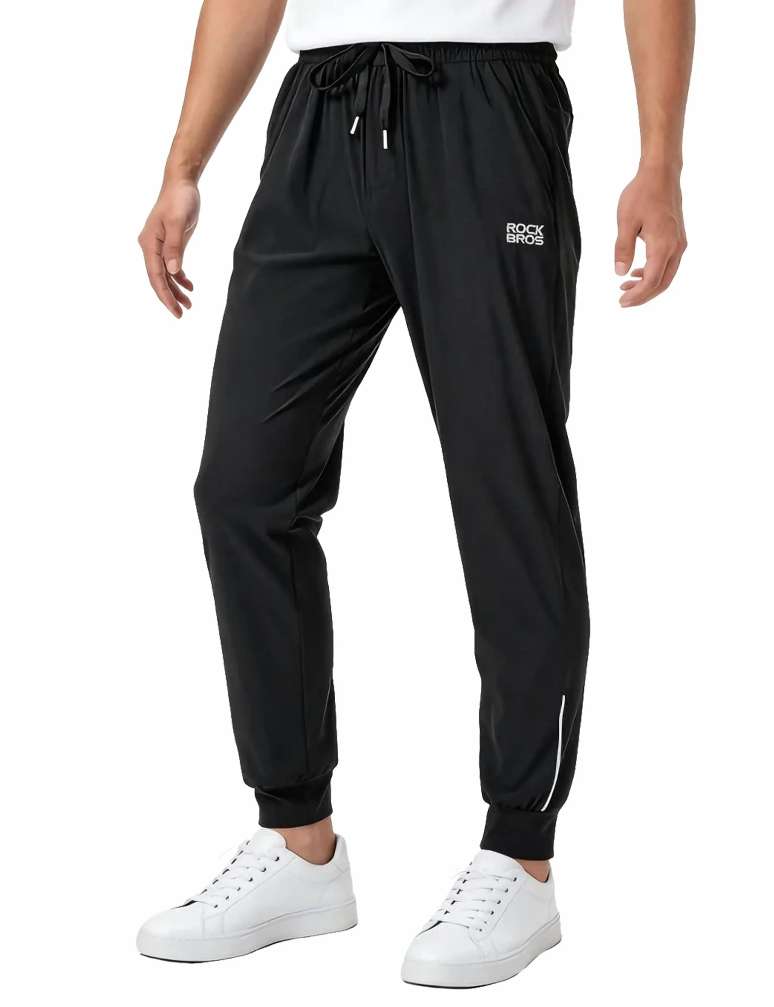 ROCKBROS Pantalon Long Homme Léger Respirant Séchage Rapide Déperlant Cyclisme Course Randonnée Noir