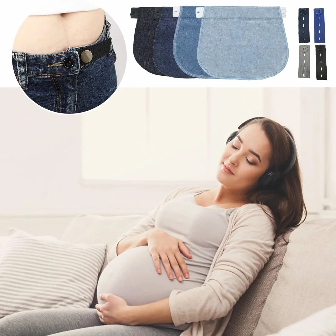 Bandeau Grossesse 8 Pièces Extenseur Pantalon Femmes Enceintes Ajustable Bande Élastique Maternité