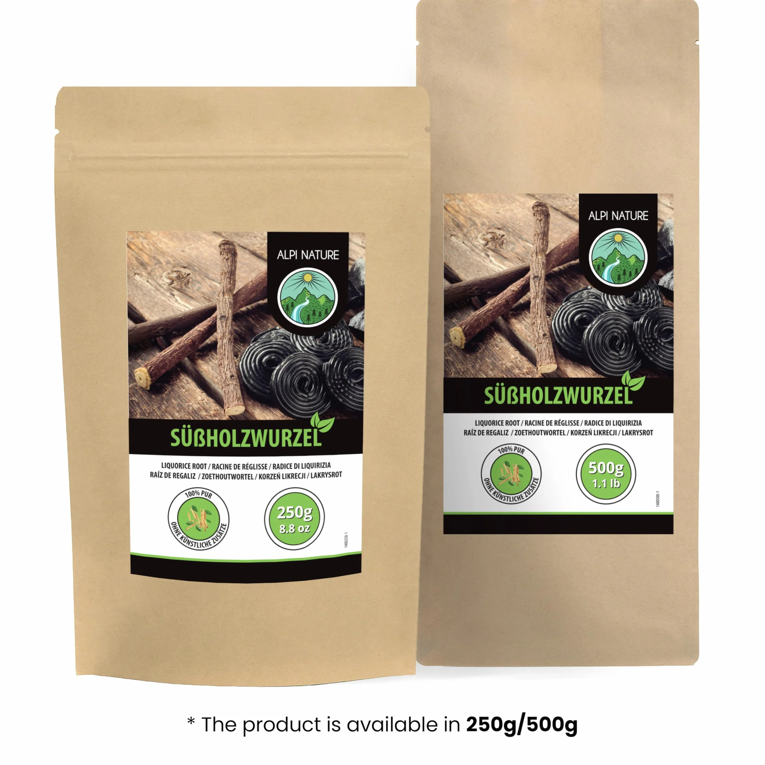 Alpi Nature Racine de Réglisse Tisane 250g, Racine de Reglisse Séchée et Coupée, Thé en Vrac