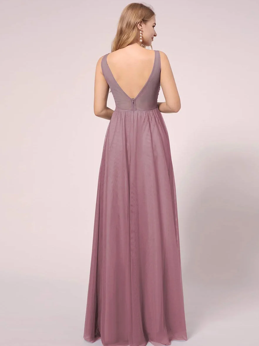 Ever-Pretty Robe Maternité Longue Photographie Col en V A-Line Tulle Fleurs