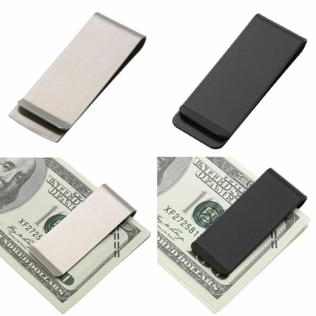WeddHuis Pince à Billets en Acier Inoxydable Multifonction Porte-Cartes de Crédit Noir et Argent