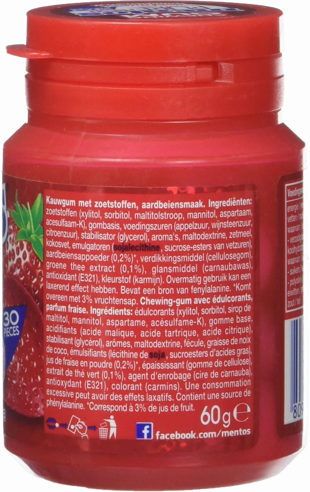 Mentos Gum pure fresh fraise set de 6 boîtes 360 g